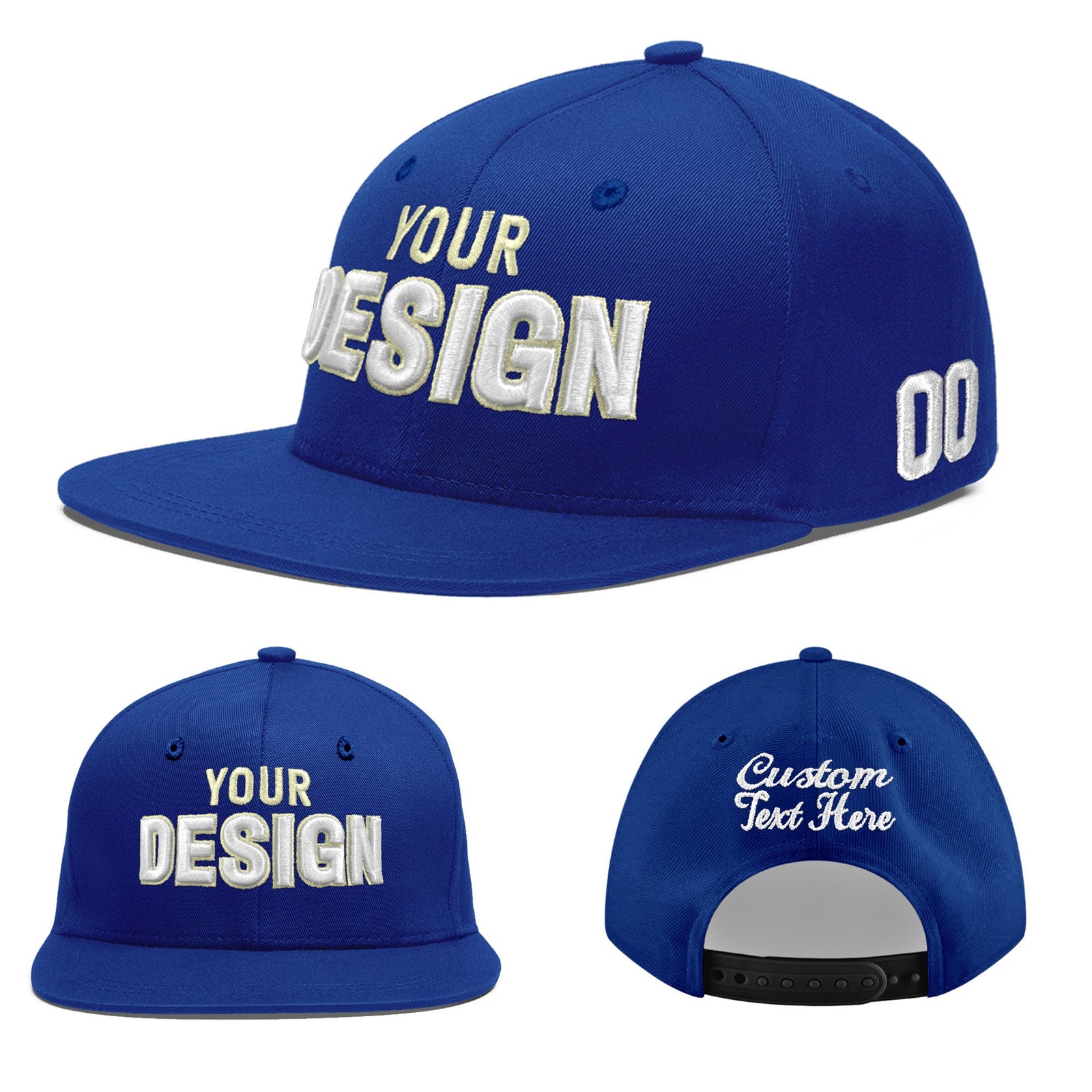 Custom Royal 3D Puff Embroidery Flat Embroidery Casual Sport Baseball Cap