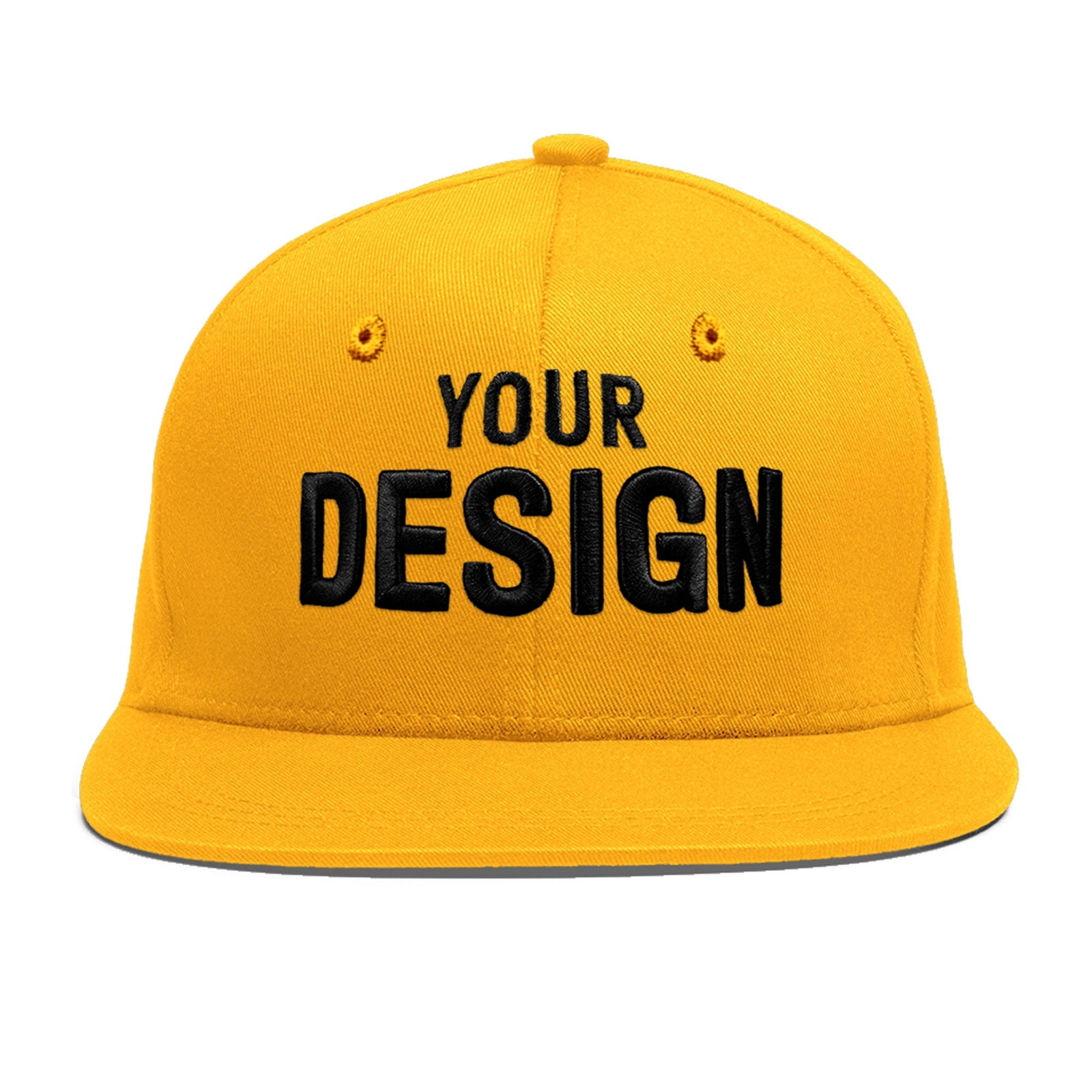 Custom Yellow 3D Puff Embroidery Flat Embroidery Casual Sport Baseball Cap