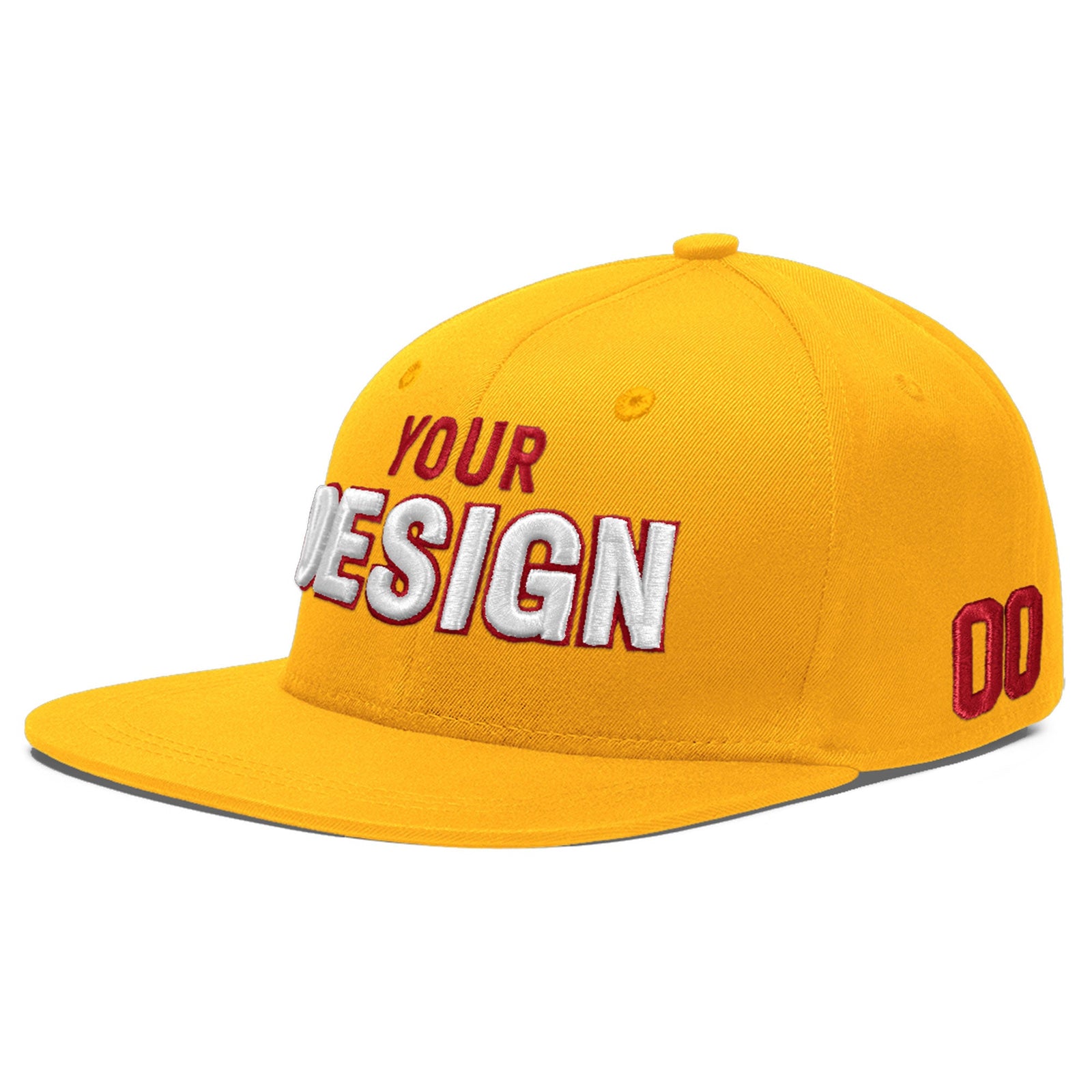 Custom Yellow 3D Puff Embroidery Flat Embroidery Casual Sport Baseball Cap