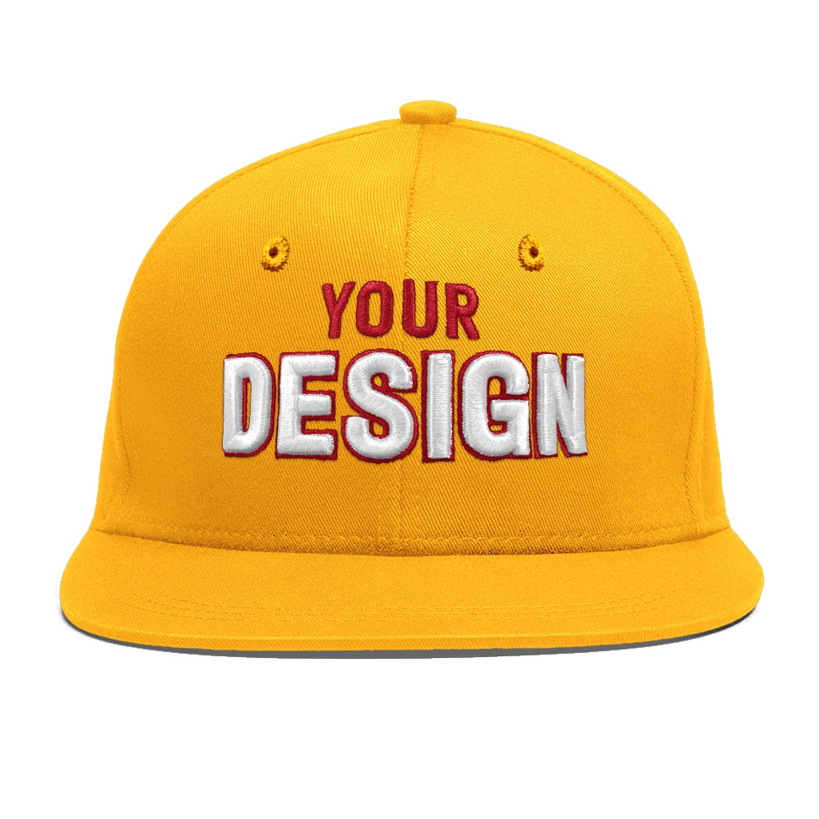 Custom Yellow 3D Puff Embroidery Flat Embroidery Casual Sport Baseball Cap