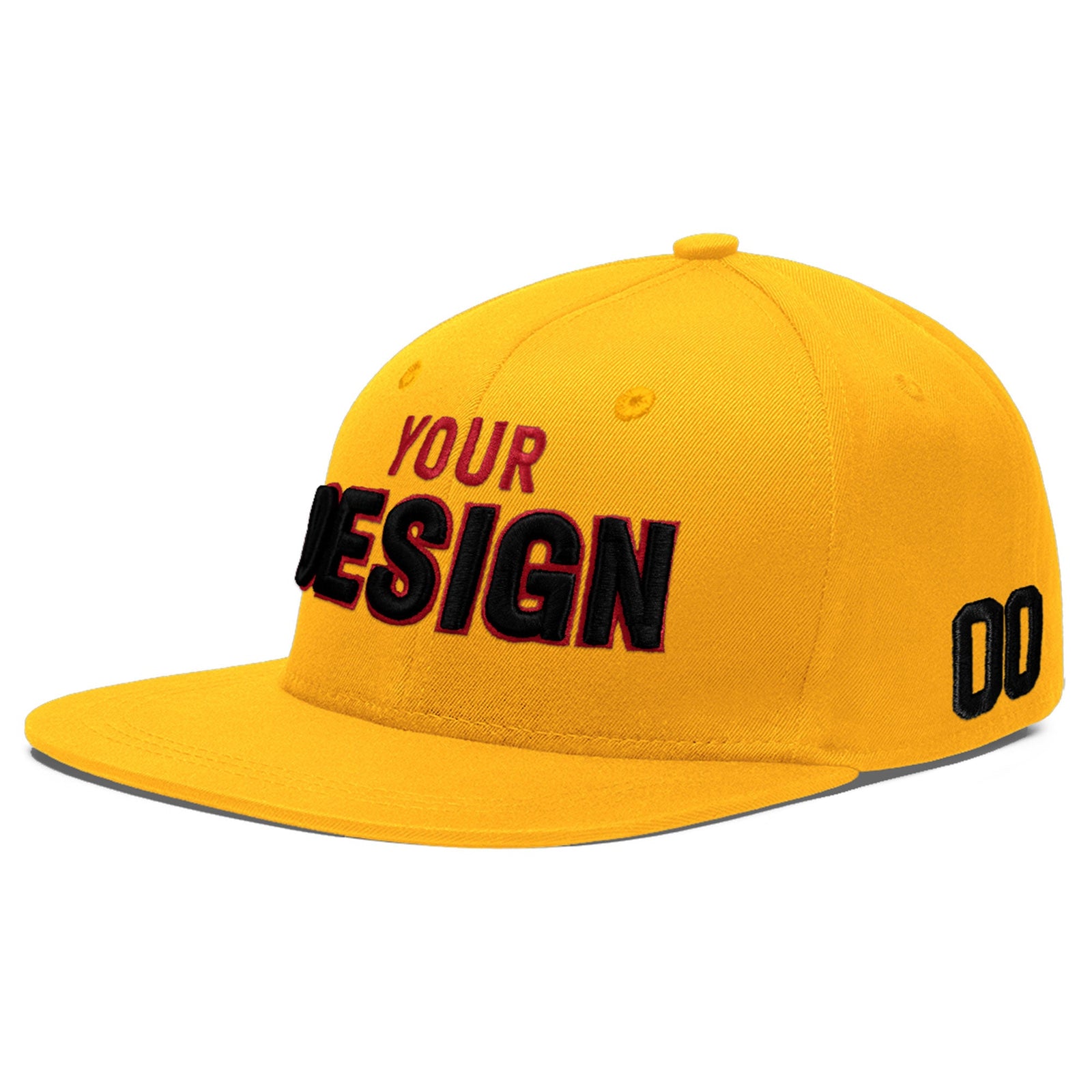 Custom Yellow 3D Puff Embroidery Flat Embroidery Casual Sport Baseball Cap