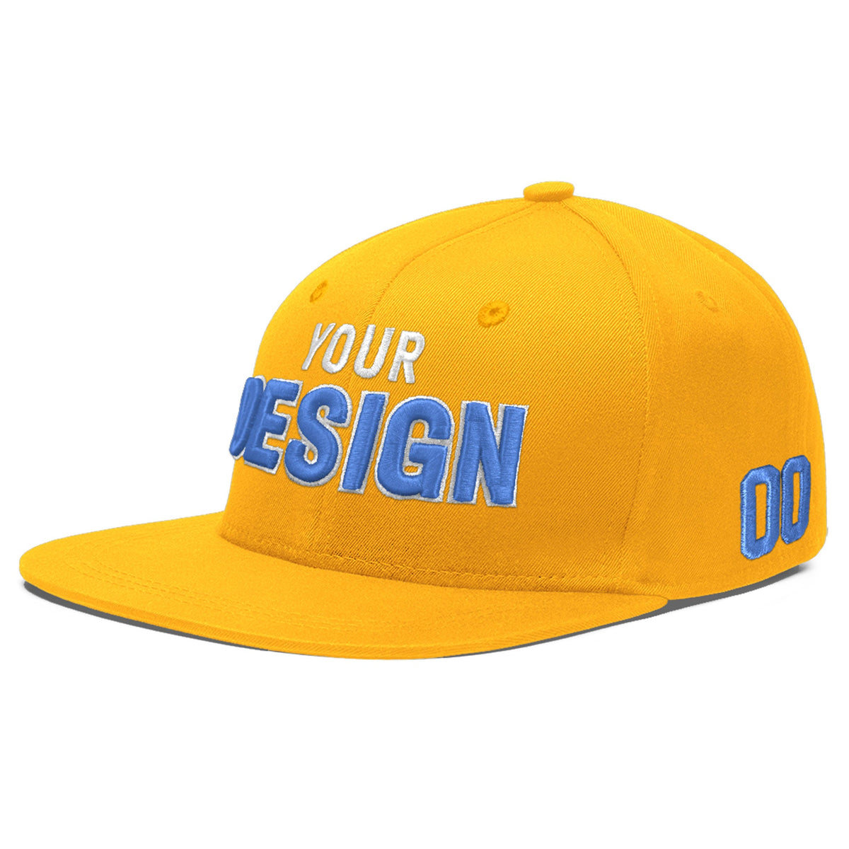 Custom Yellow 3D Puff Embroidery Flat Embroidery Casual Sport Baseball Cap