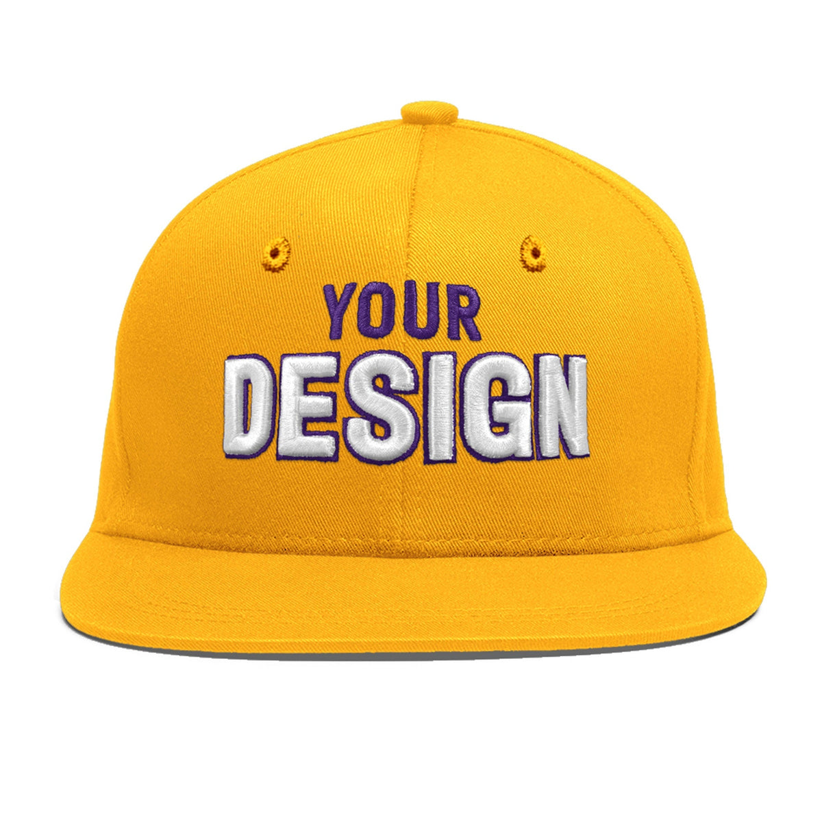 Custom Yellow 3D Puff Embroidery Flat Embroidery Casual Sport Baseball Cap