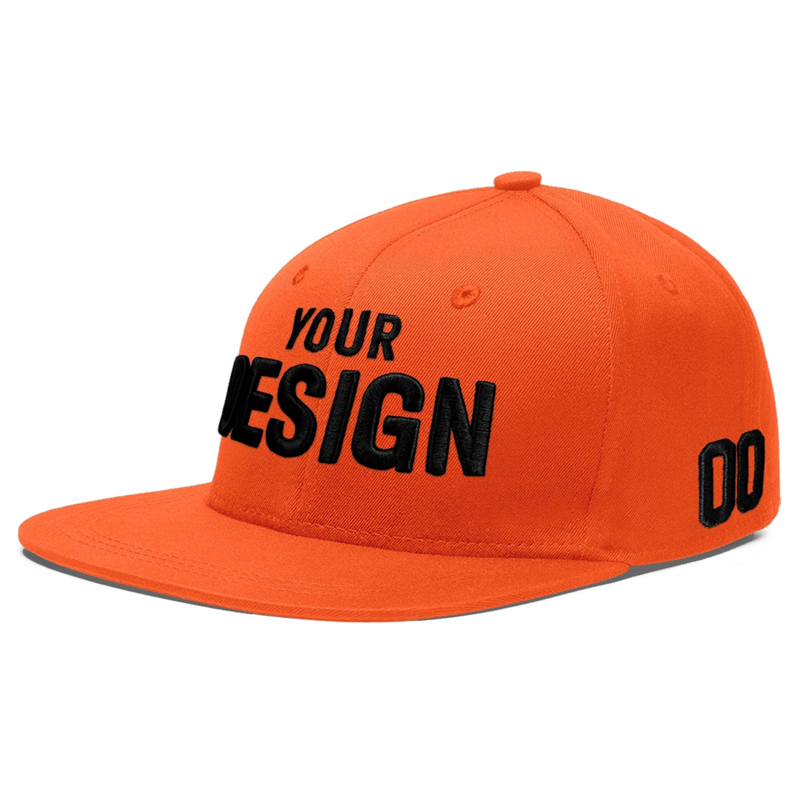 Custom Orange 3D Puff Embroidery Flat Embroidery Casual Sport Baseball Cap