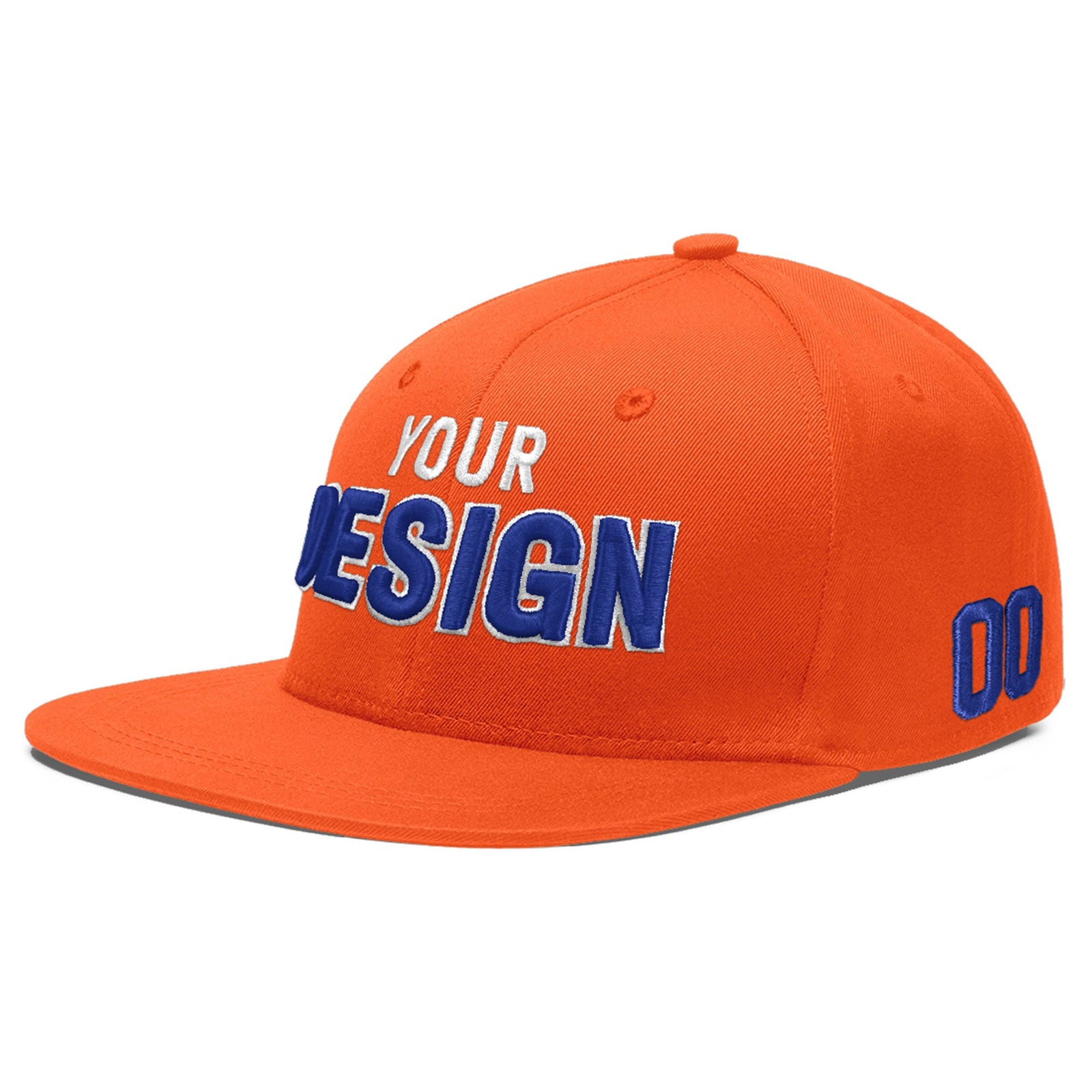 Custom Orange 3D Puff Embroidery Flat Embroidery Casual Sport Baseball Cap