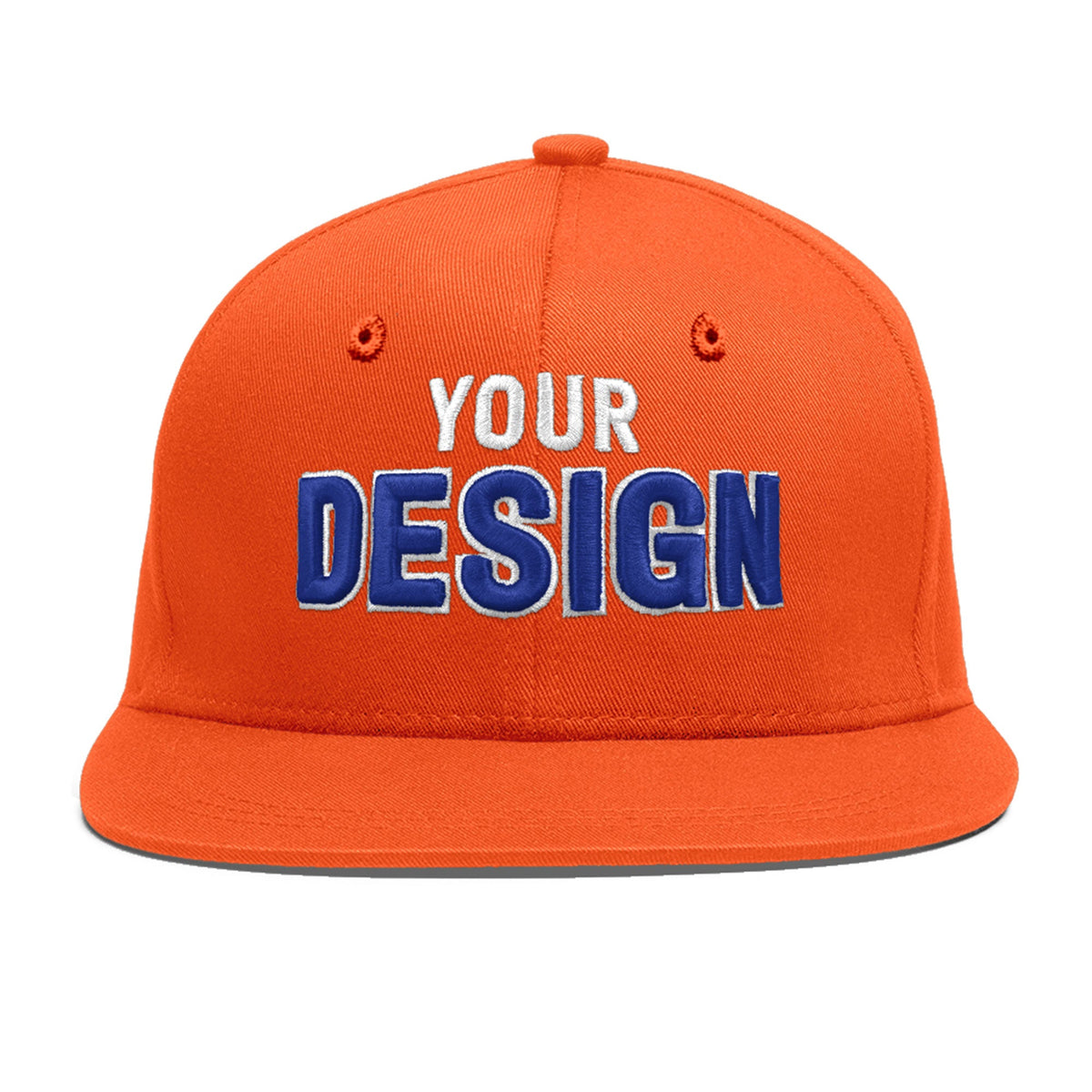 Custom Orange 3D Puff Embroidery Flat Embroidery Casual Sport Baseball Cap