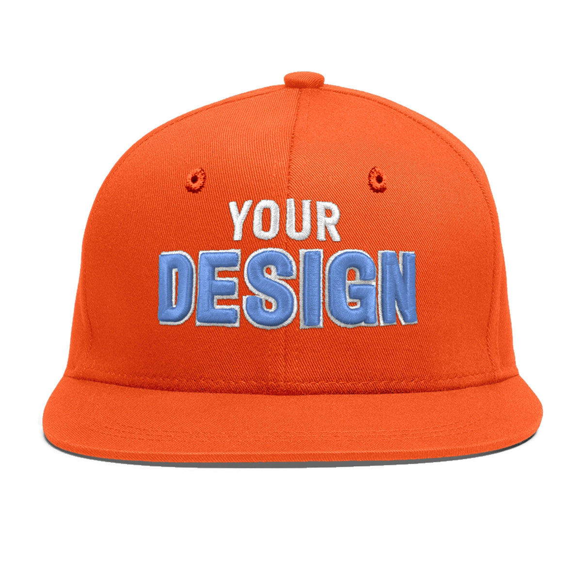 Custom Orange 3D Puff Embroidery Flat Embroidery Casual Sport Baseball Cap