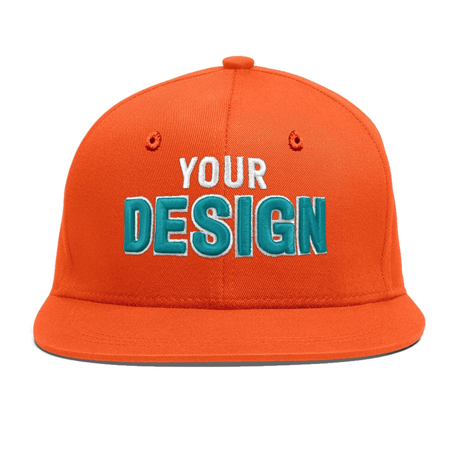 Custom Orange 3D Puff Embroidery Flat Embroidery Casual Sport Baseball Cap