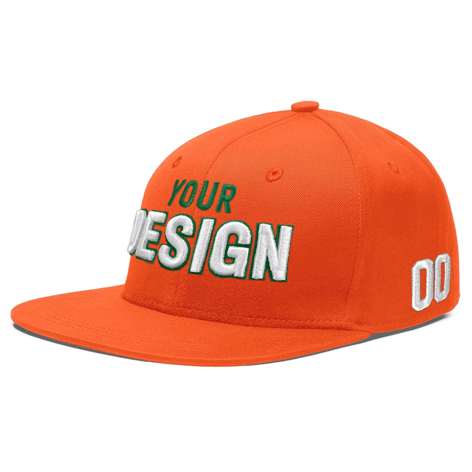 Custom Orange 3D Puff Embroidery Flat Embroidery Casual Sport Baseball Cap