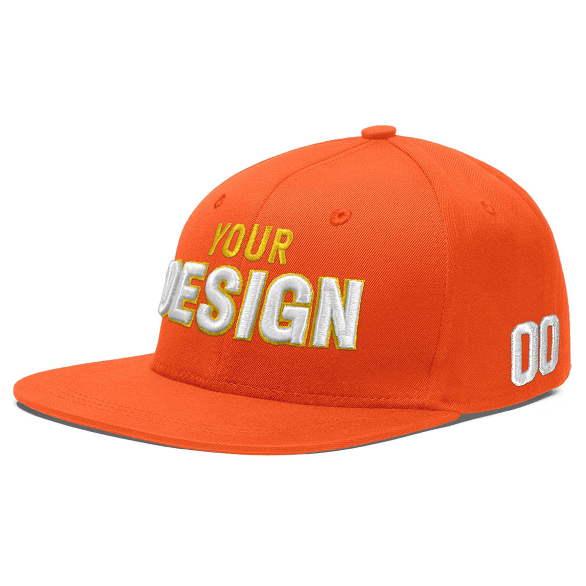 Custom Orange 3D Puff Embroidery Flat Embroidery Casual Sport Baseball Cap