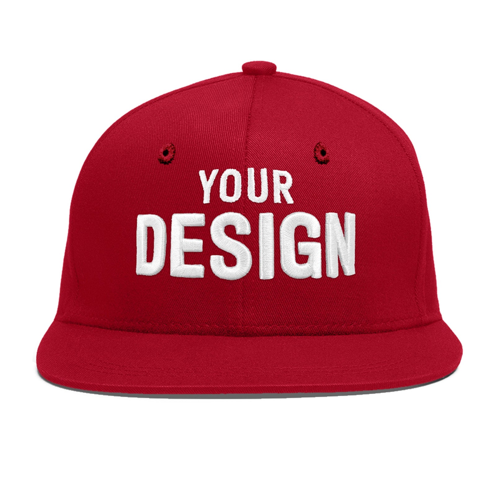 Custom Red 3D Puff Embroidery Flat Embroidery Casual Sport Baseball Cap