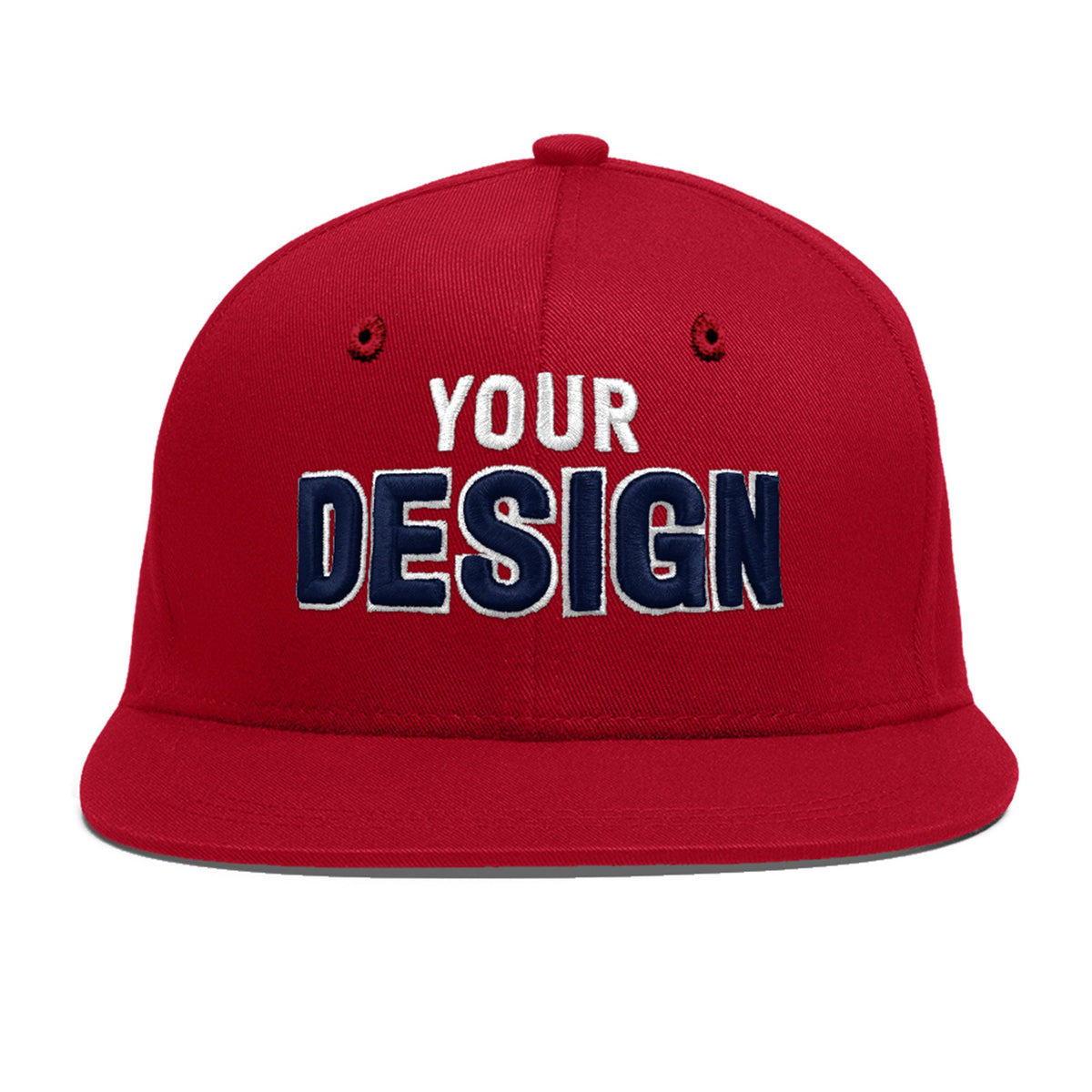 Custom Red 3D Puff Embroidery Flat Embroidery Casual Sport Baseball Cap
