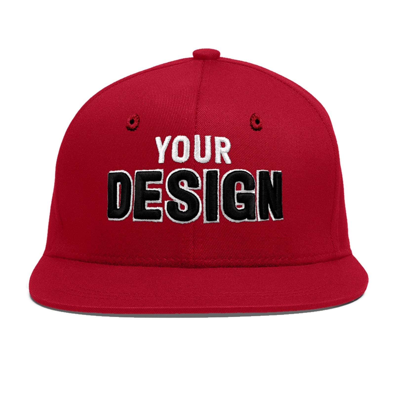 Custom Red 3D Puff Embroidery Flat Embroidery Casual Sport Baseball Cap