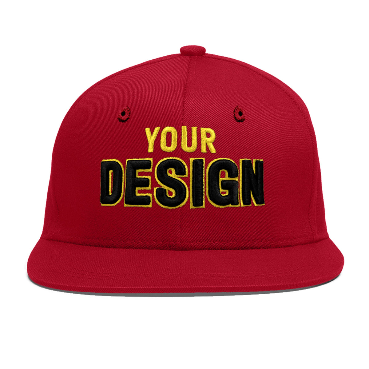 Custom Red 3D Puff Embroidery Flat Embroidery Casual Sport Baseball Cap