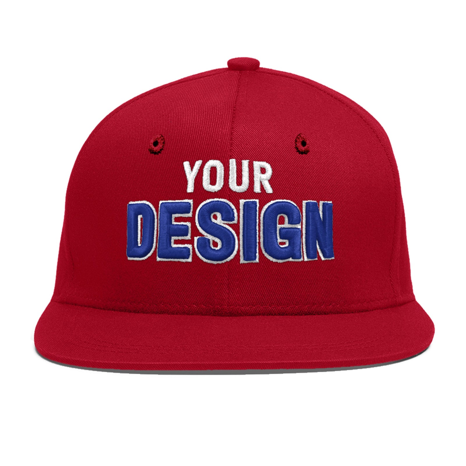 Custom Red 3D Puff Embroidery Flat Embroidery Casual Sport Baseball Cap