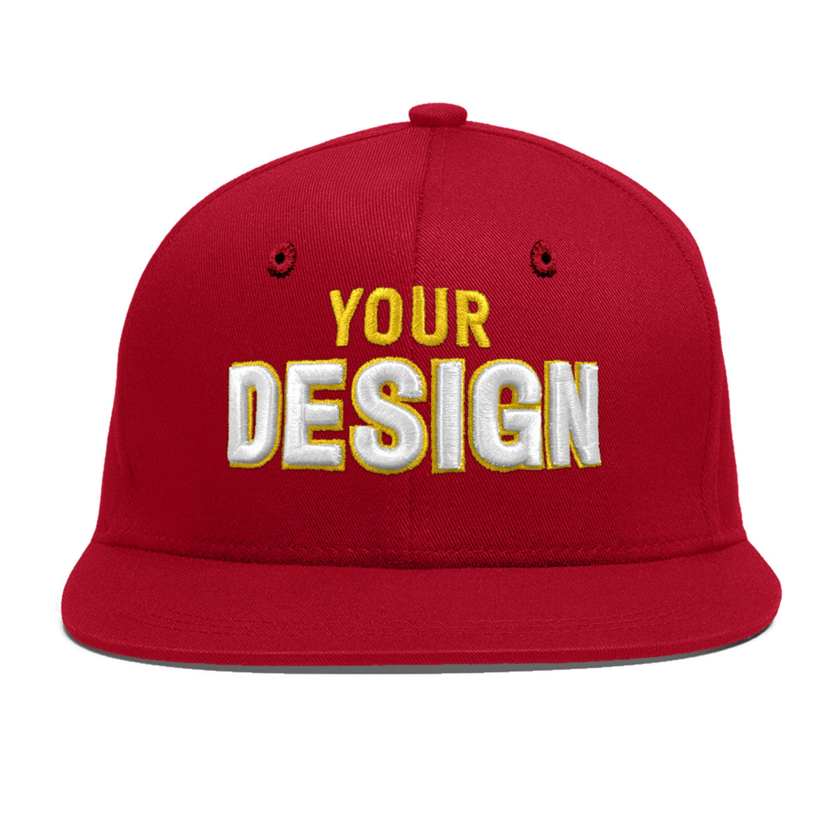 Custom Red 3D Puff Embroidery Flat Embroidery Casual Sport Baseball Cap