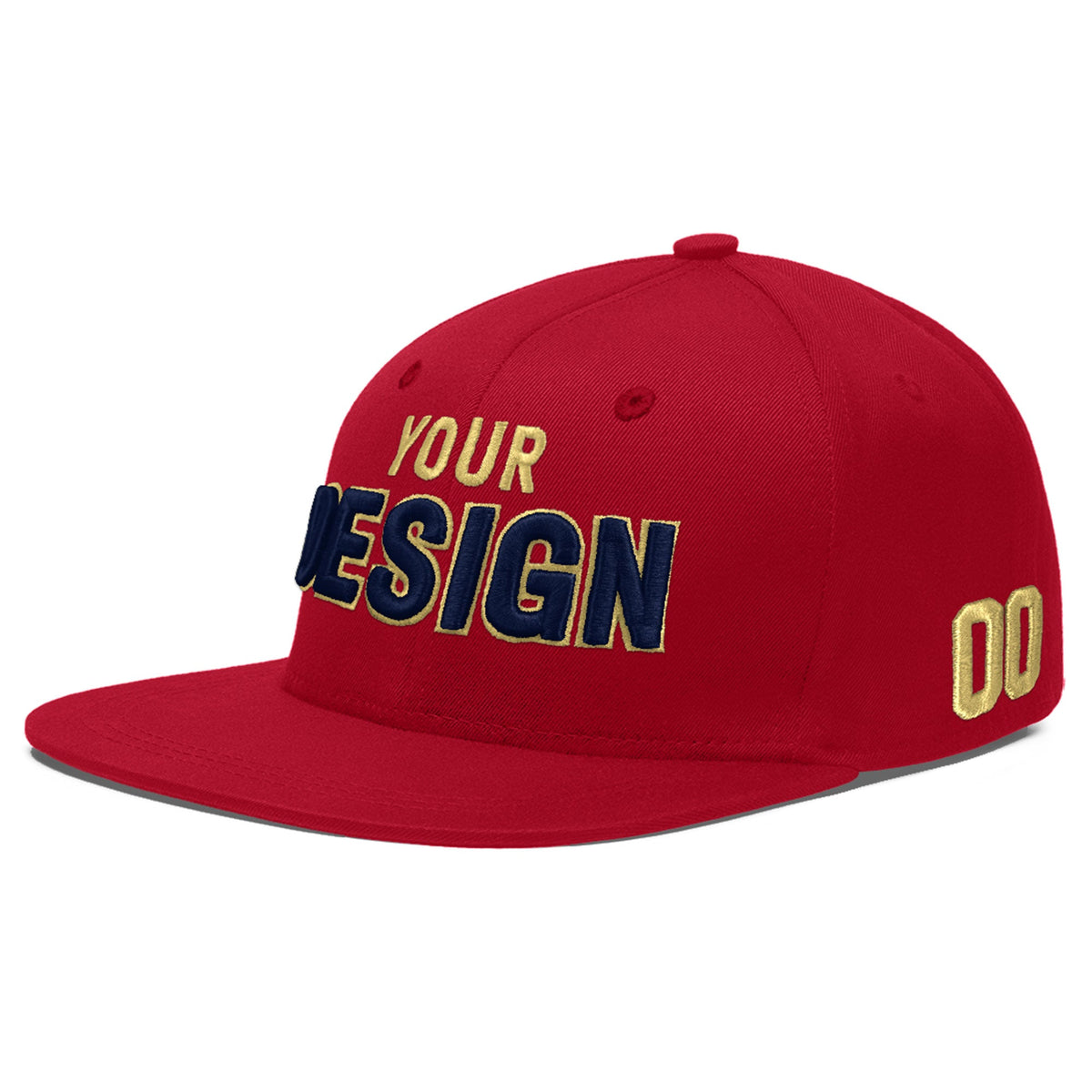 Custom Red 3D Puff Embroidery Flat Embroidery Casual Sport Baseball Cap