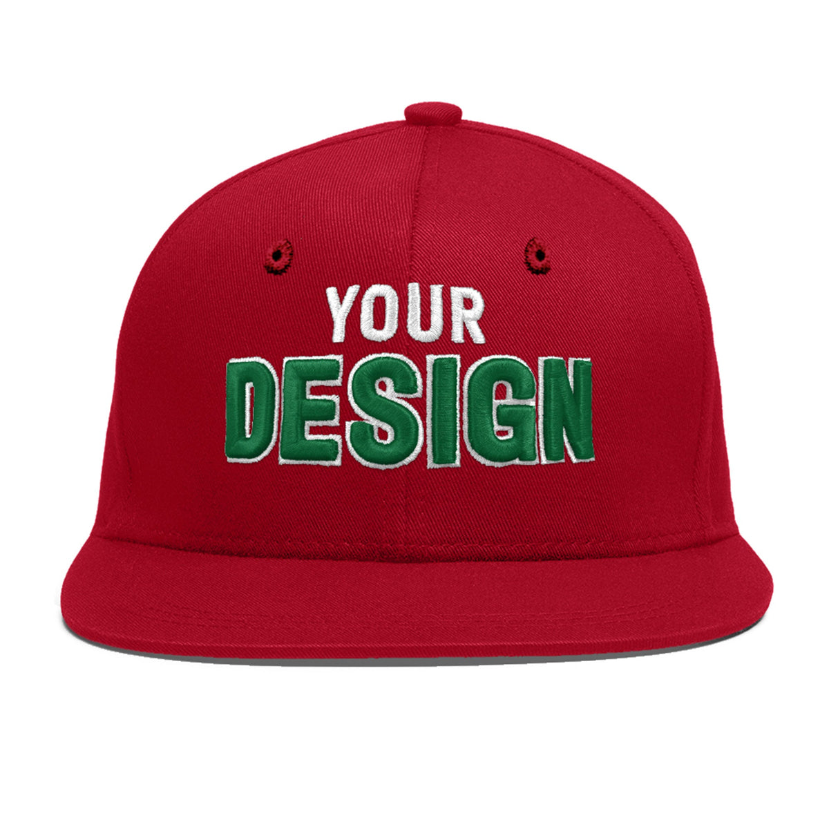 Custom Red 3D Puff Embroidery Flat Embroidery Casual Sport Baseball Cap