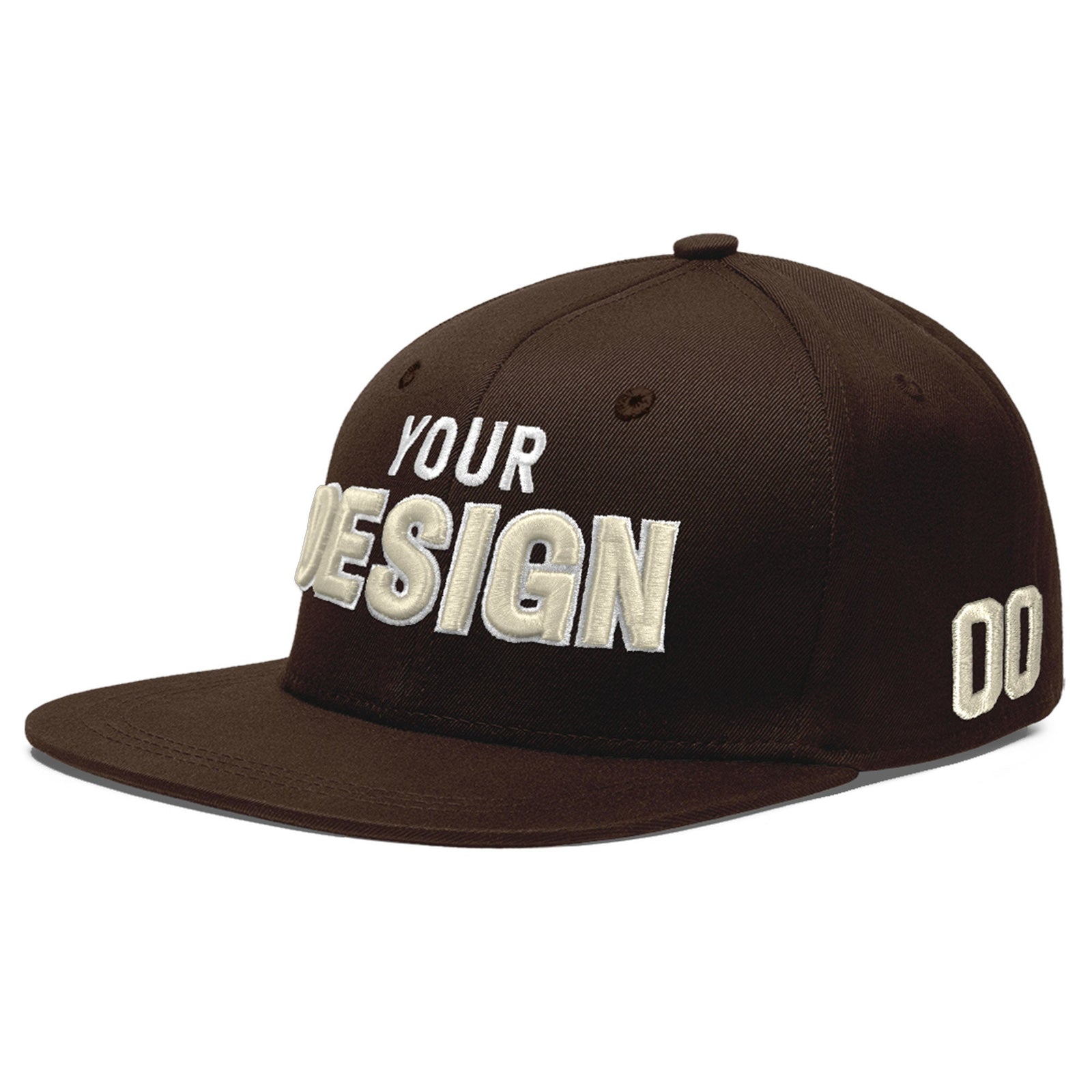 Custom Brown 3D Puff Embroidery Flat Embroidery Casual Sport Baseball Cap