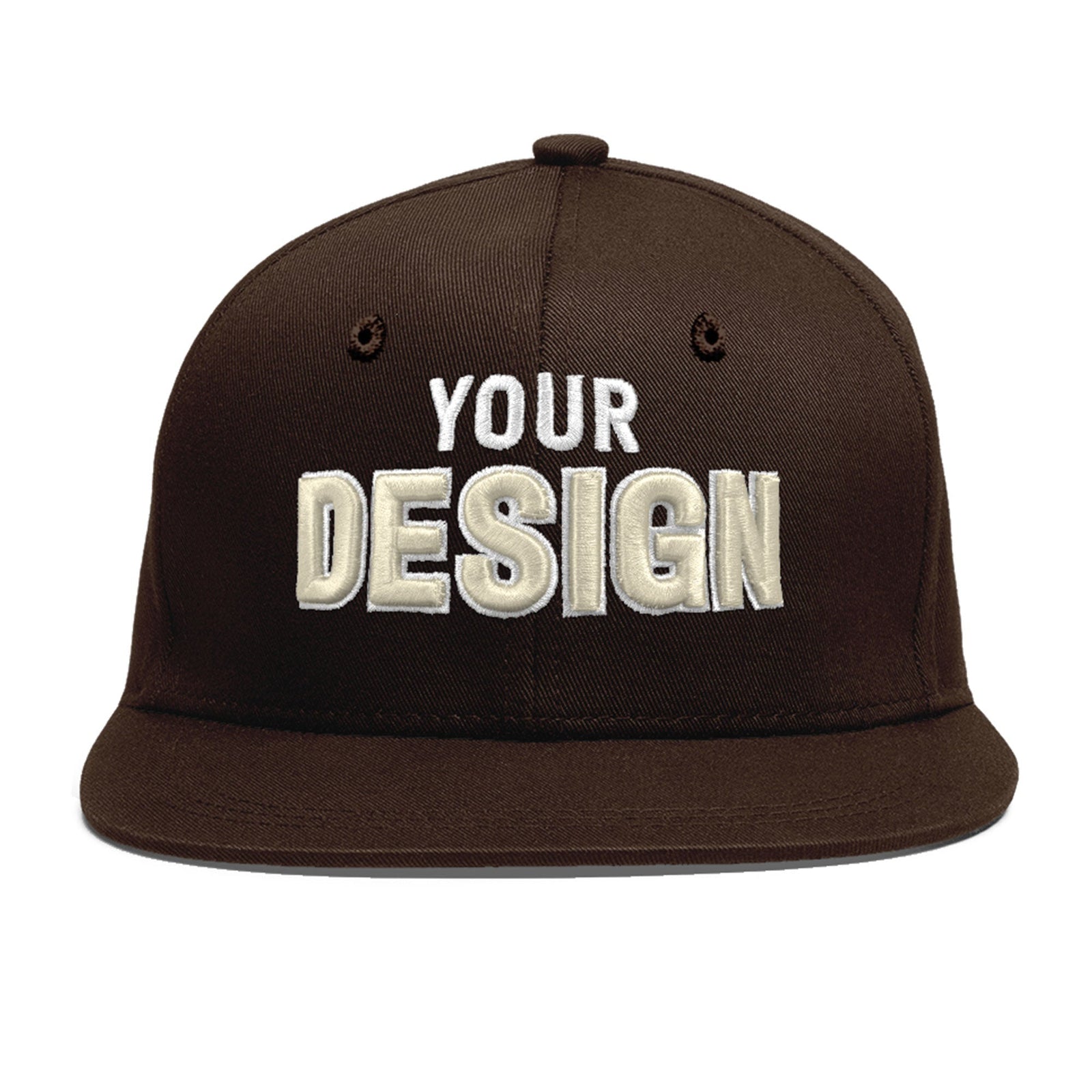 Custom Brown 3D Puff Embroidery Flat Embroidery Casual Sport Baseball Cap