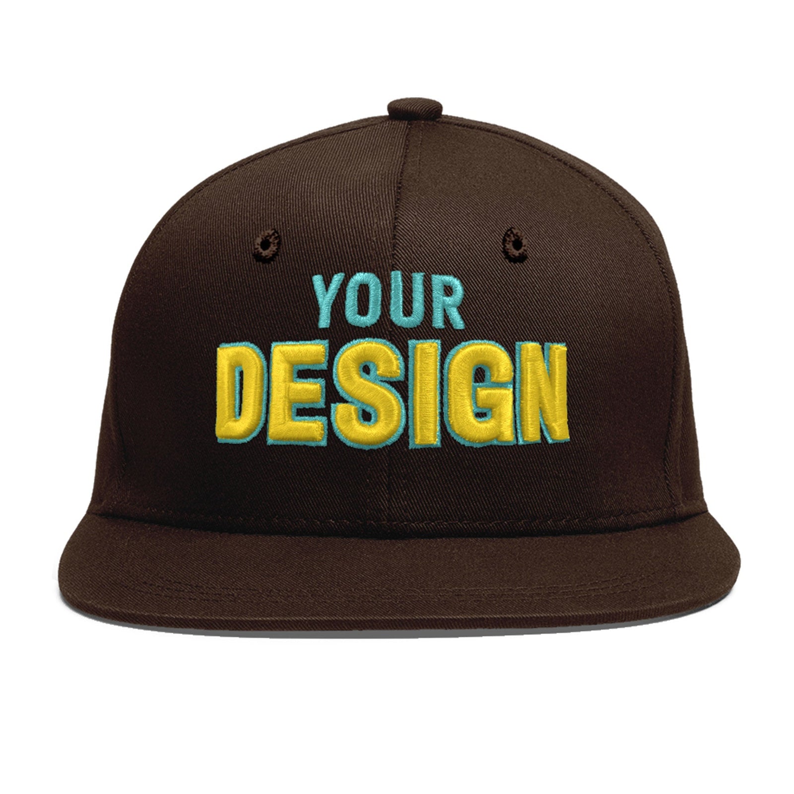 Custom Brown 3D Puff Embroidery Flat Embroidery Casual Sport Baseball Cap
