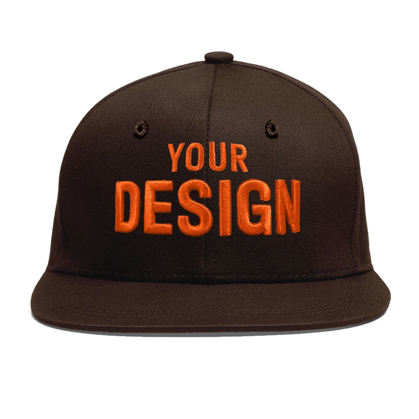 Custom Brown 3D Puff Embroidery Flat Embroidery Casual Sport Baseball Cap