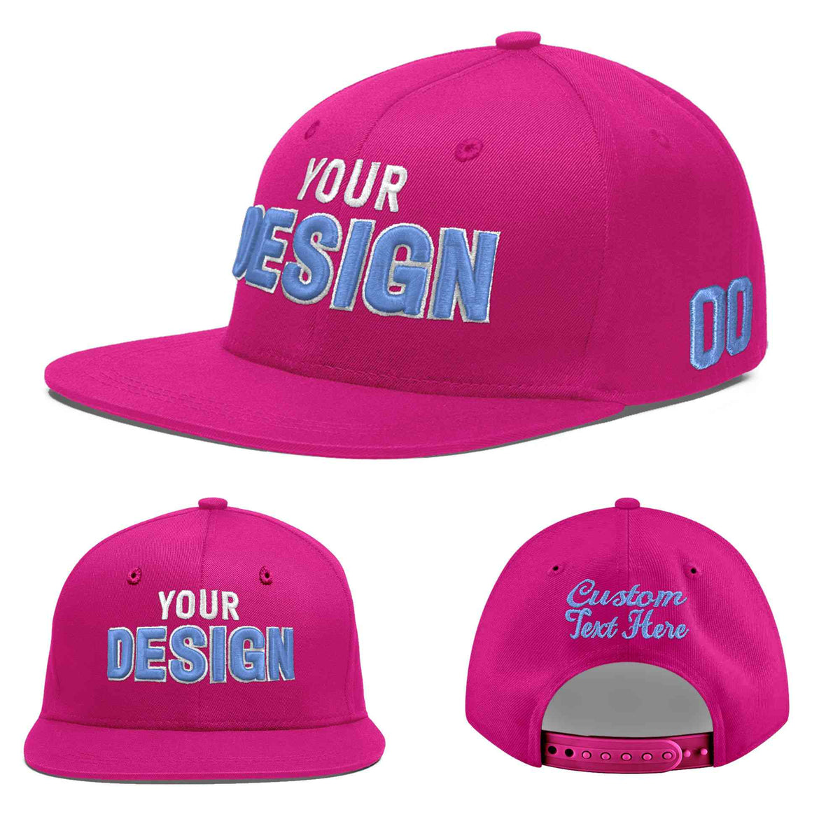 Custom Rose Red 3D Puff Embroidery Flat Embroidery Casual Sport Baseball Cap