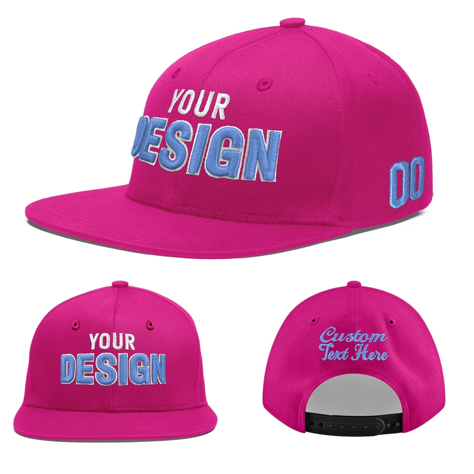 Custom Rose Red 3D Puff Embroidery Flat Embroidery Casual Sport Baseball Cap