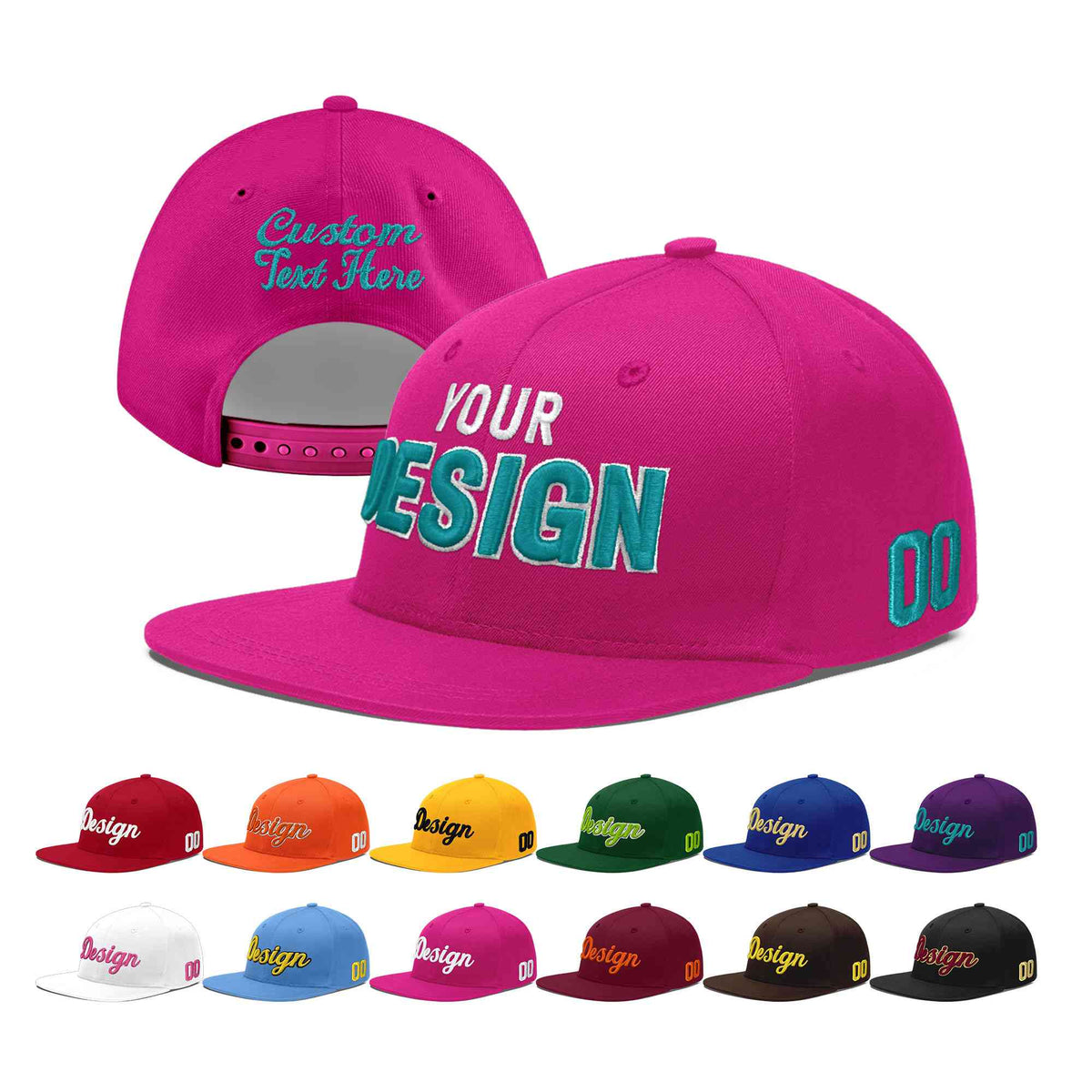Custom Rose Red 3D Puff Embroidery Flat Embroidery Casual Sport Baseball Cap