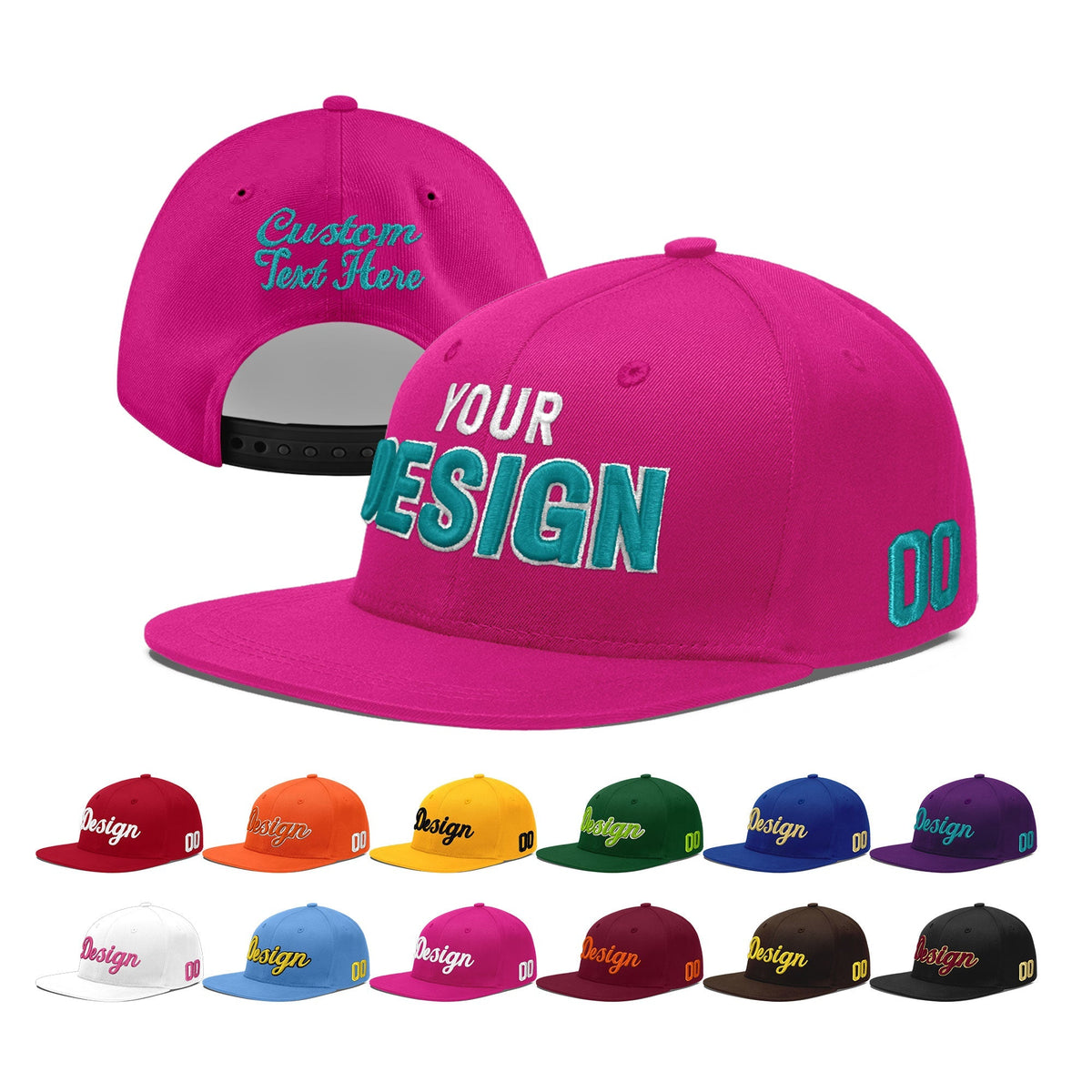 Custom Rose Red 3D Puff Embroidery Flat Embroidery Casual Sport Baseball Cap