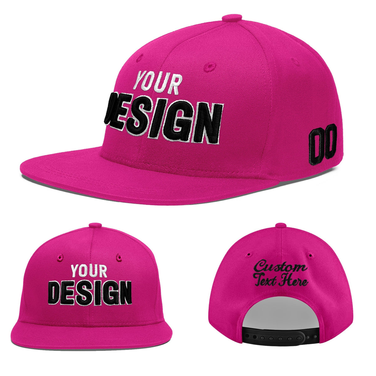 Custom Rose Red 3D Puff Embroidery Flat Embroidery Casual Sport Baseball Cap
