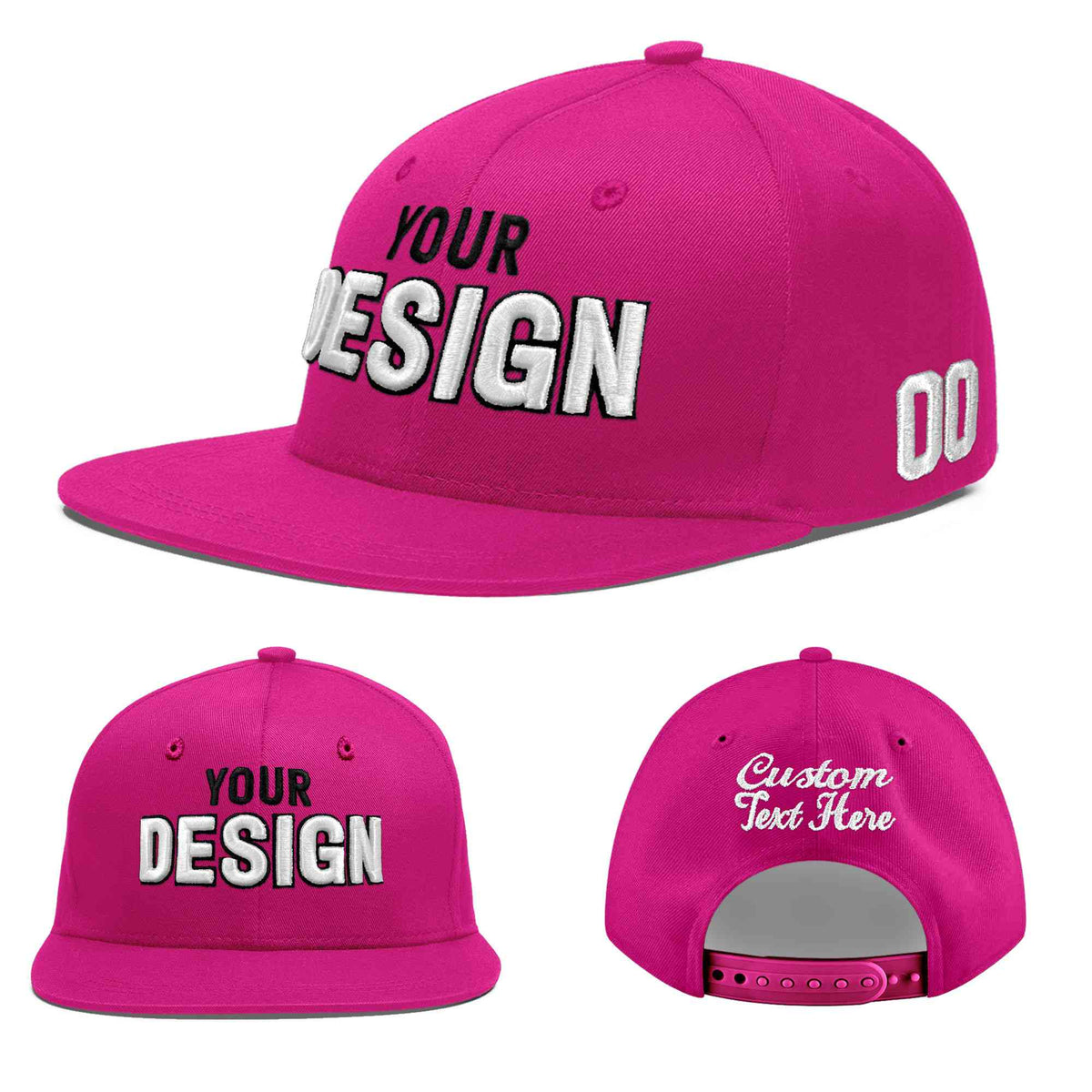 Custom Rose Red 3D Puff Embroidery Flat Embroidery Casual Sport Baseball Cap