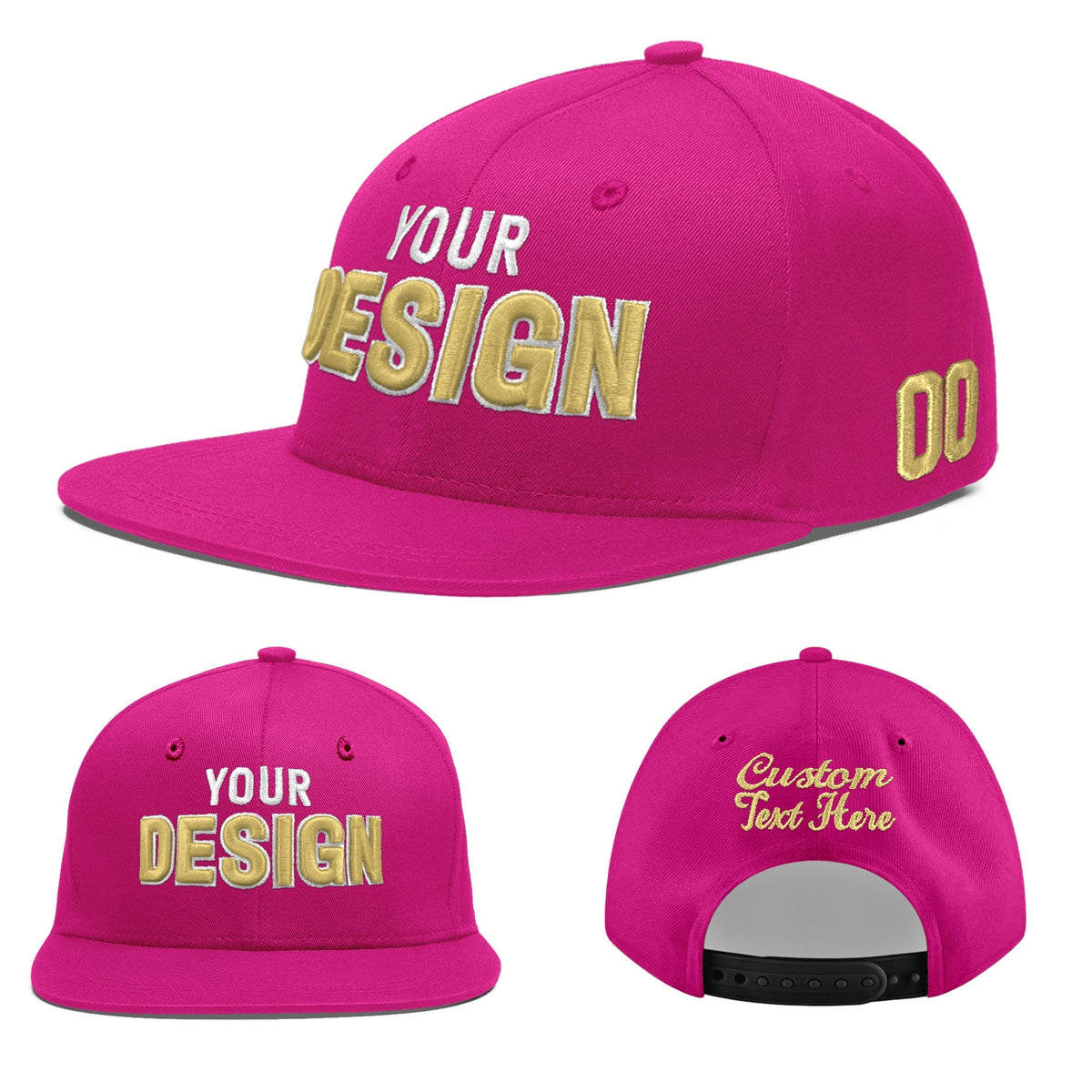 Custom Rose Red 3D Puff Embroidery Flat Embroidery Casual Sport Baseball Cap