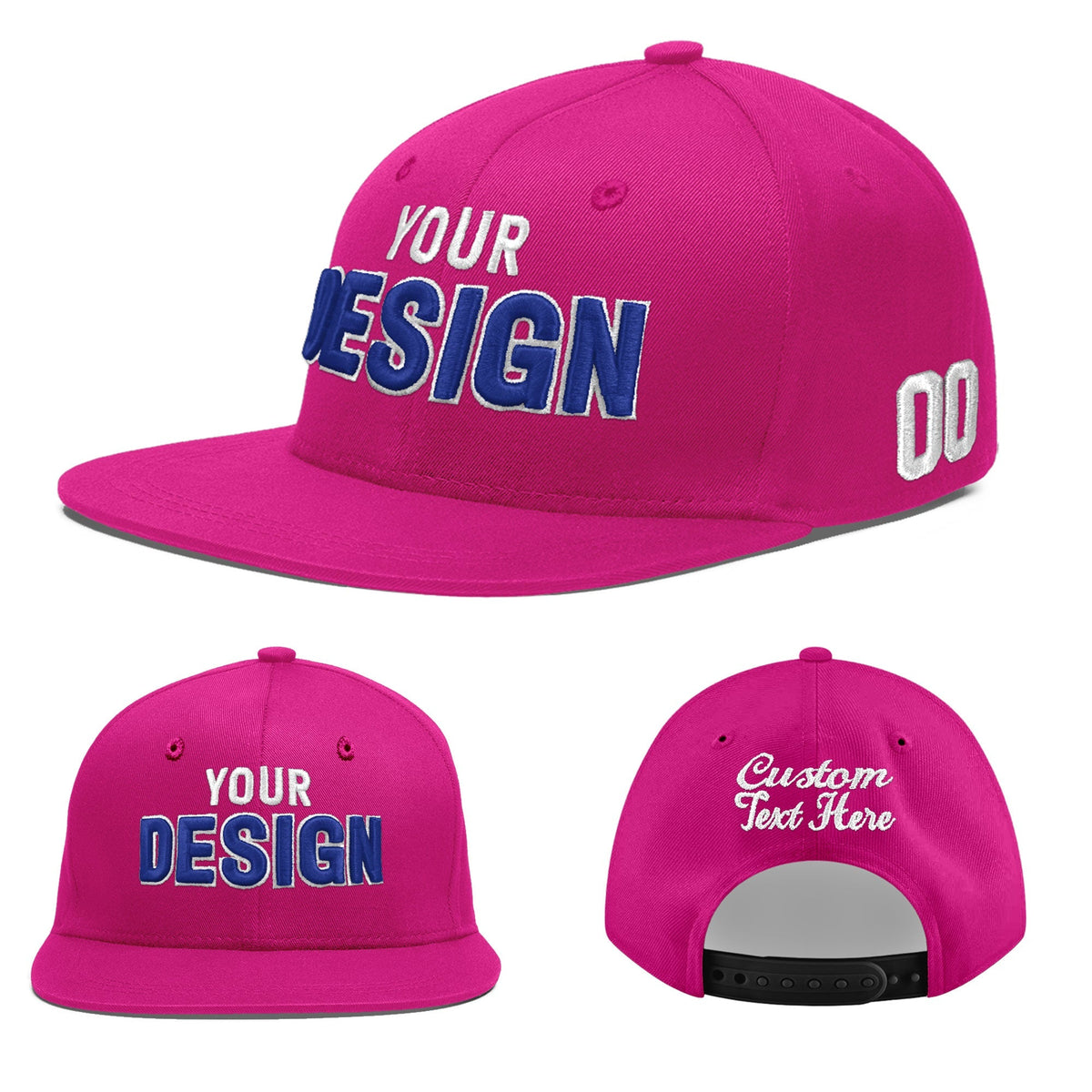 Custom Rose Red 3D Puff Embroidery Flat Embroidery Casual Sport Baseball Cap