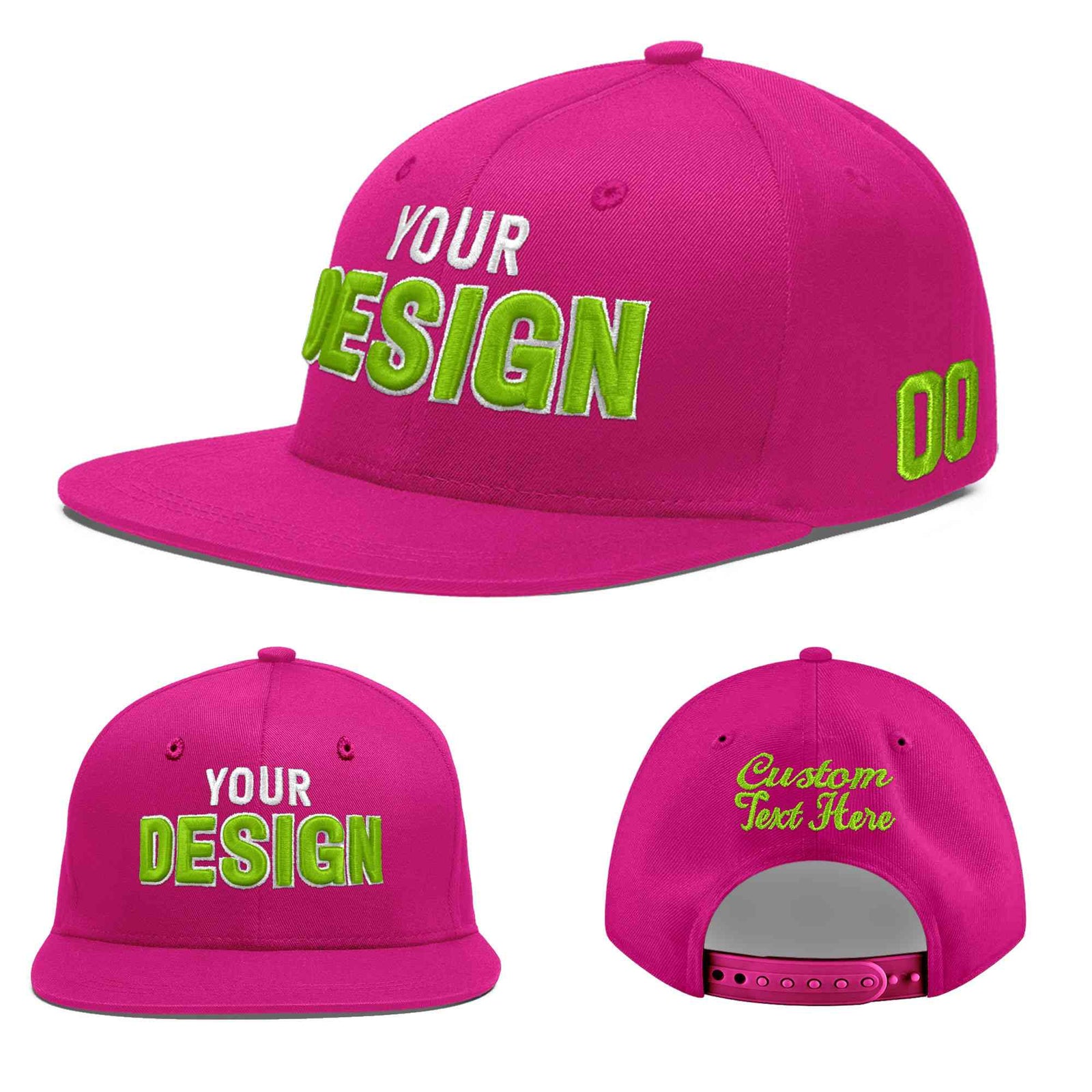 Custom Rose Red 3D Puff Embroidery Flat Embroidery Casual Sport Baseball Cap