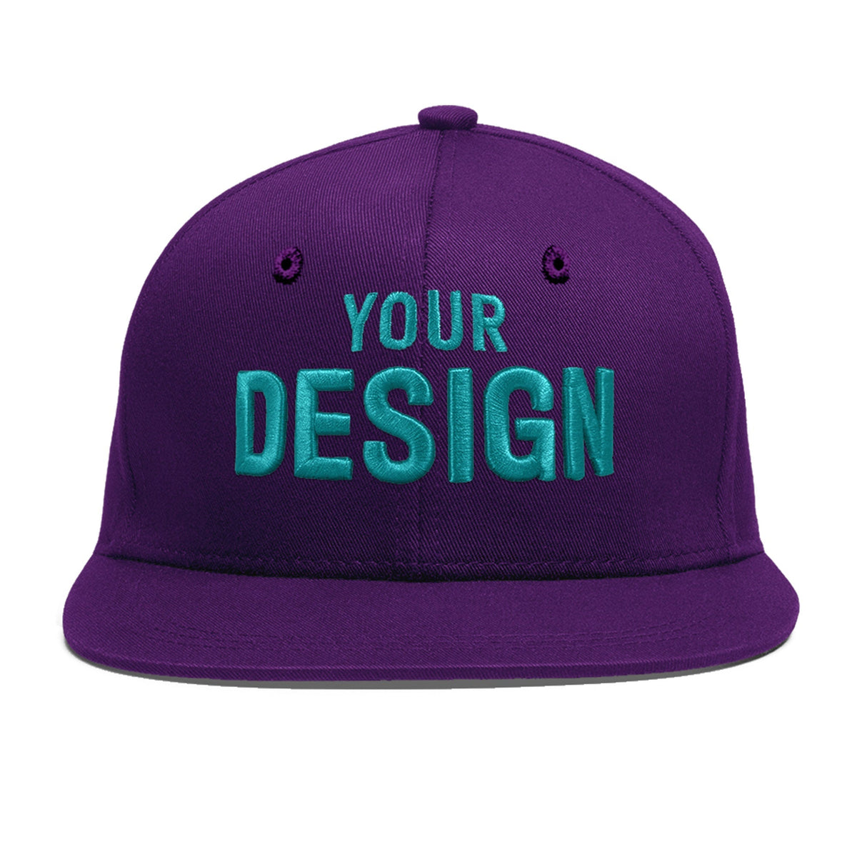 Custom Purple 3D Puff Embroidery Flat Embroidery Casual Sport Baseball Cap