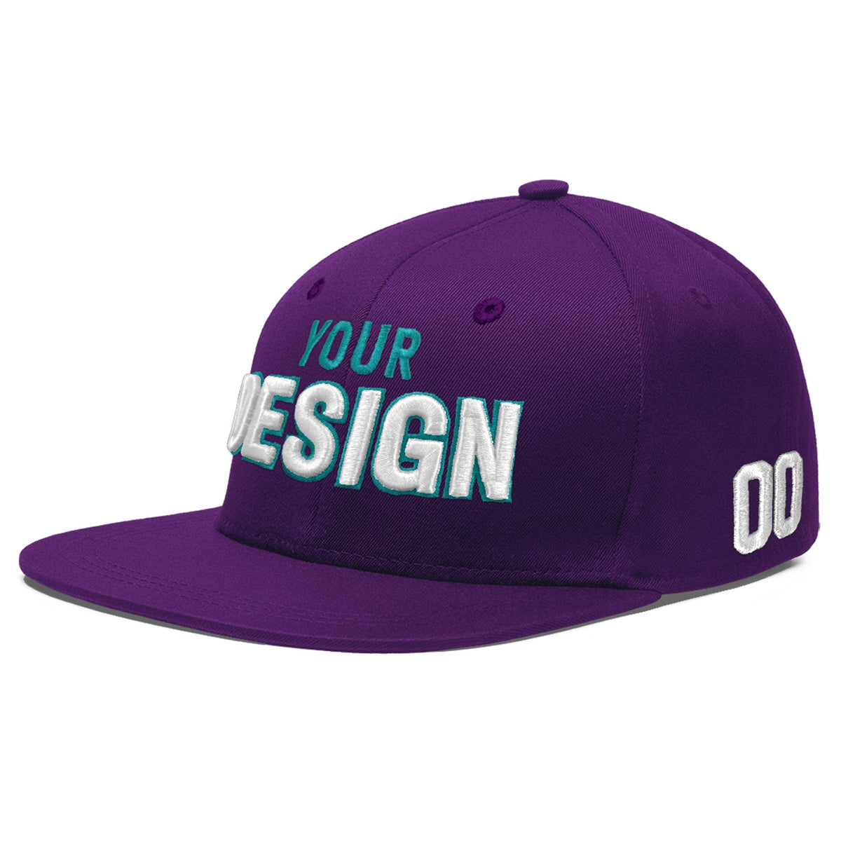 Custom Purple 3D Puff Embroidery Flat Embroidery Casual Sport Baseball Cap