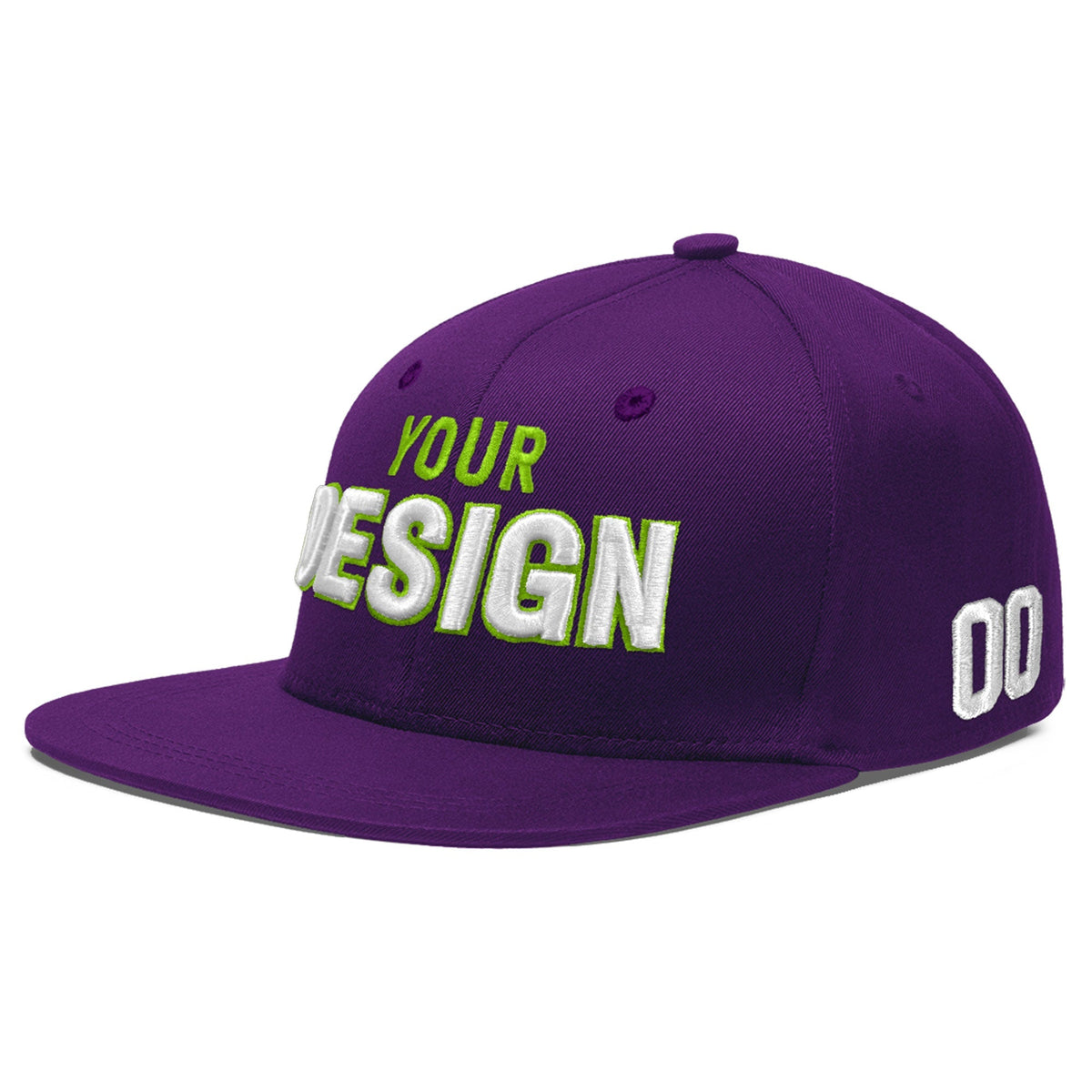 Custom Purple 3D Puff Embroidery Flat Embroidery Casual Sport Baseball Cap