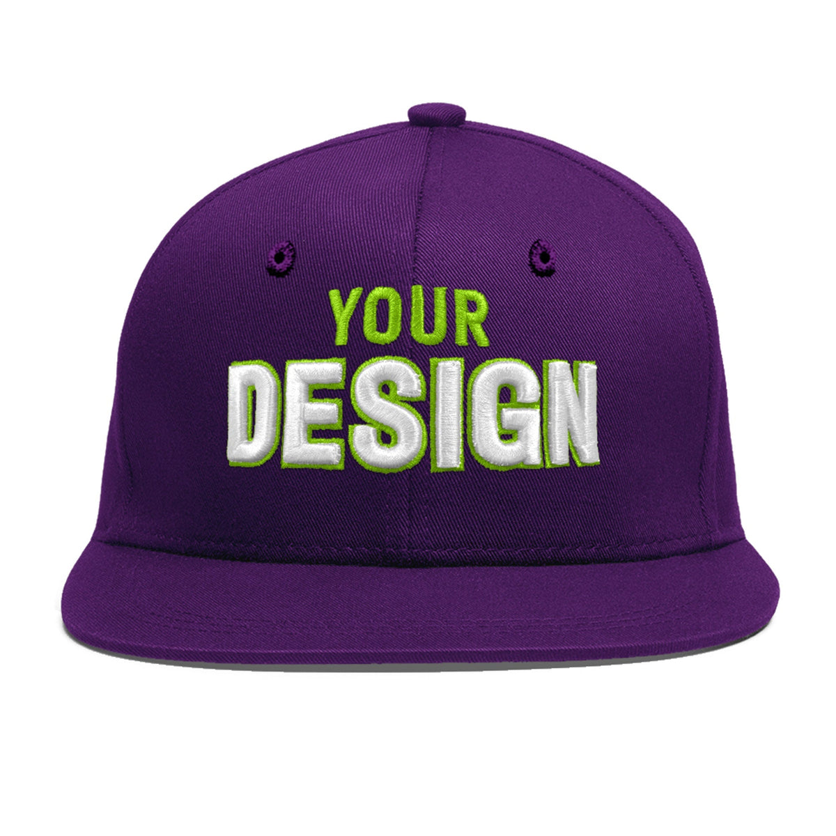 Custom Purple 3D Puff Embroidery Flat Embroidery Casual Sport Baseball Cap
