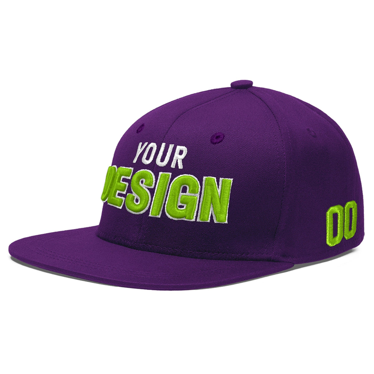 Custom Purple 3D Puff Embroidery Flat Embroidery Casual Sport Baseball Cap