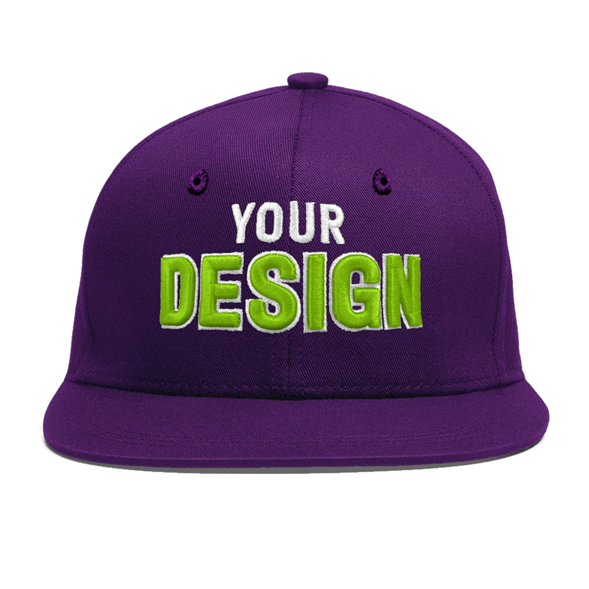 Custom Purple 3D Puff Embroidery Flat Embroidery Casual Sport Baseball Cap