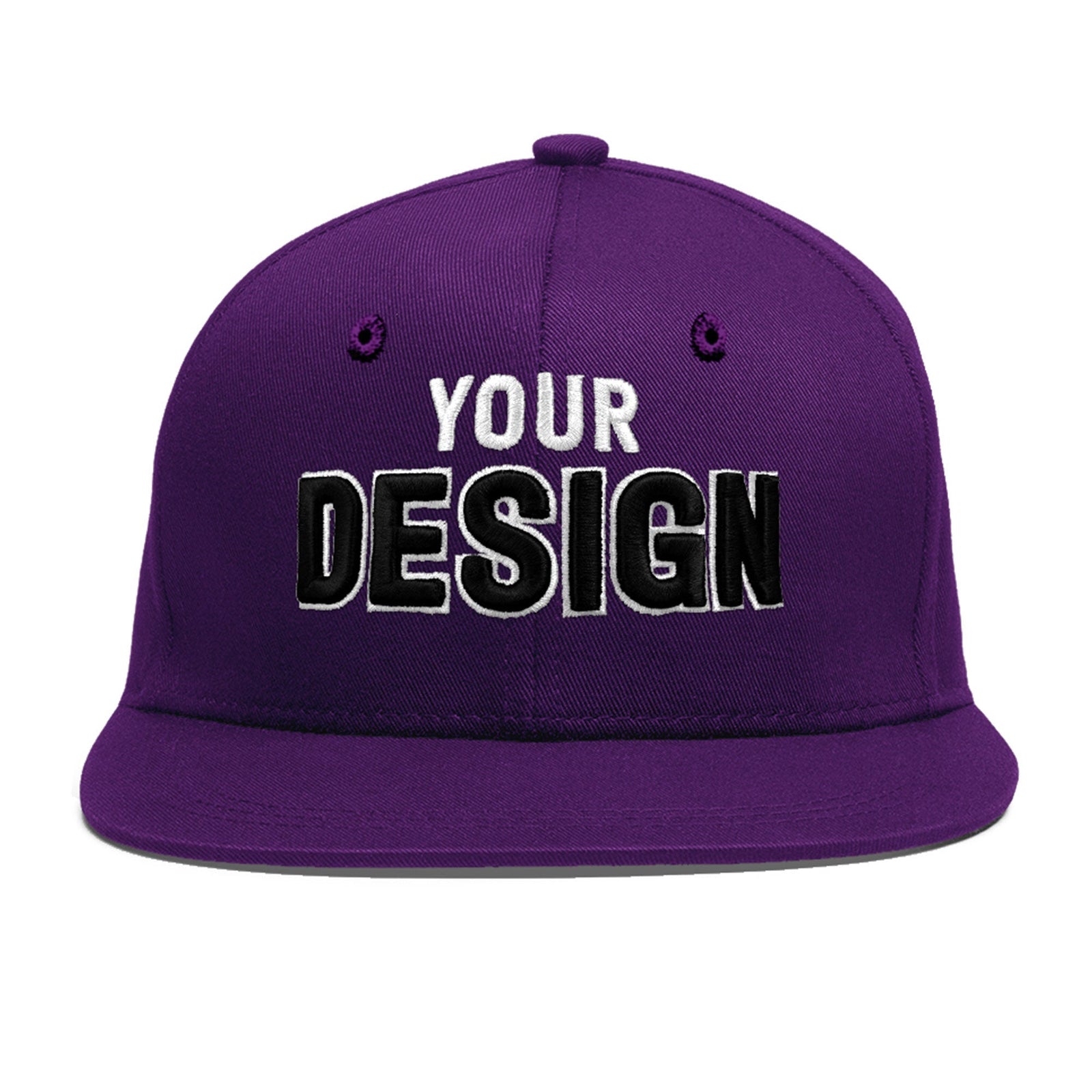 Custom Purple 3D Puff Embroidery Flat Embroidery Casual Sport Baseball Cap