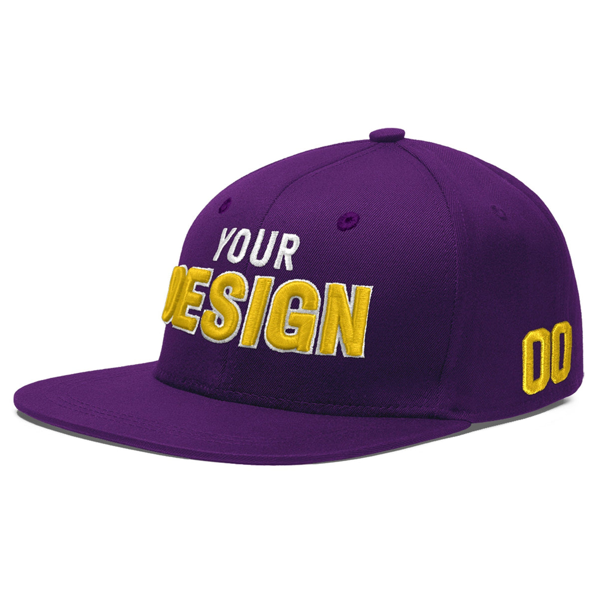 Custom Purple 3D Puff Embroidery Flat Embroidery Casual Sport Baseball Cap