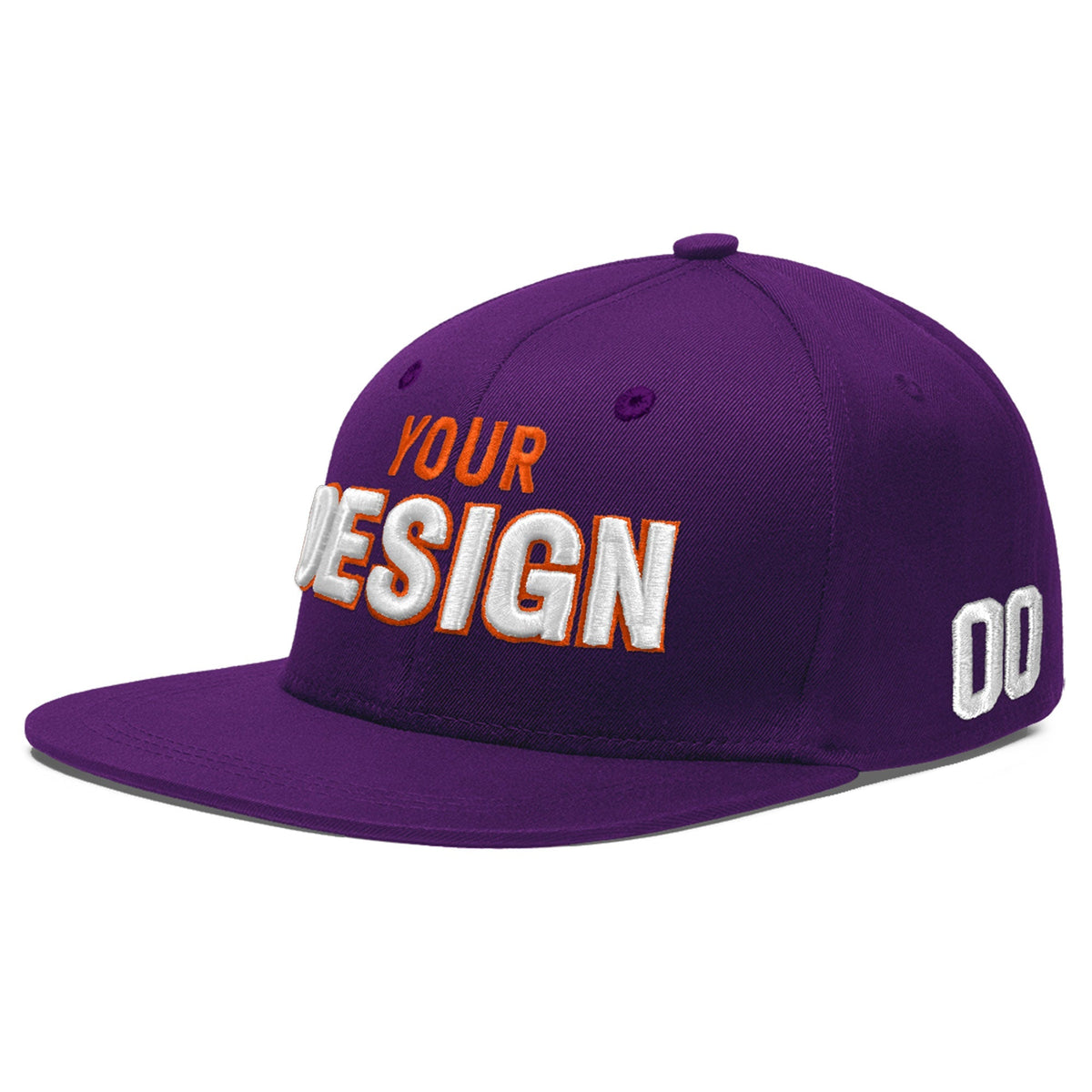 Custom Purple 3D Puff Embroidery Flat Embroidery Casual Sport Baseball Cap