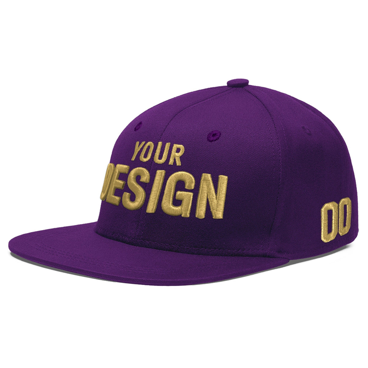 Custom Purple 3D Puff Embroidery Flat Embroidery Casual Sport Baseball Cap