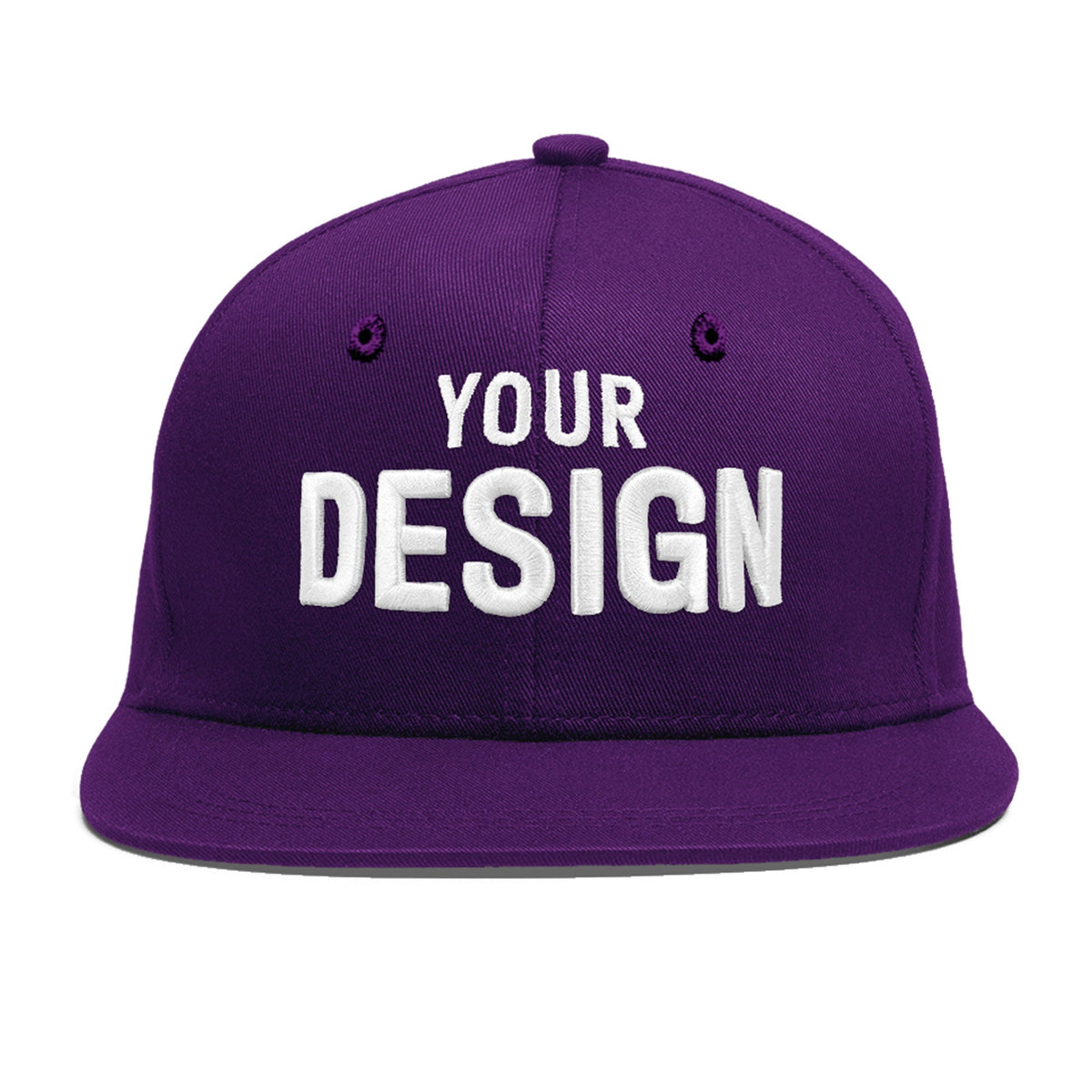 Custom Purple 3D Puff Embroidery Flat Embroidery Casual Sport Baseball Cap