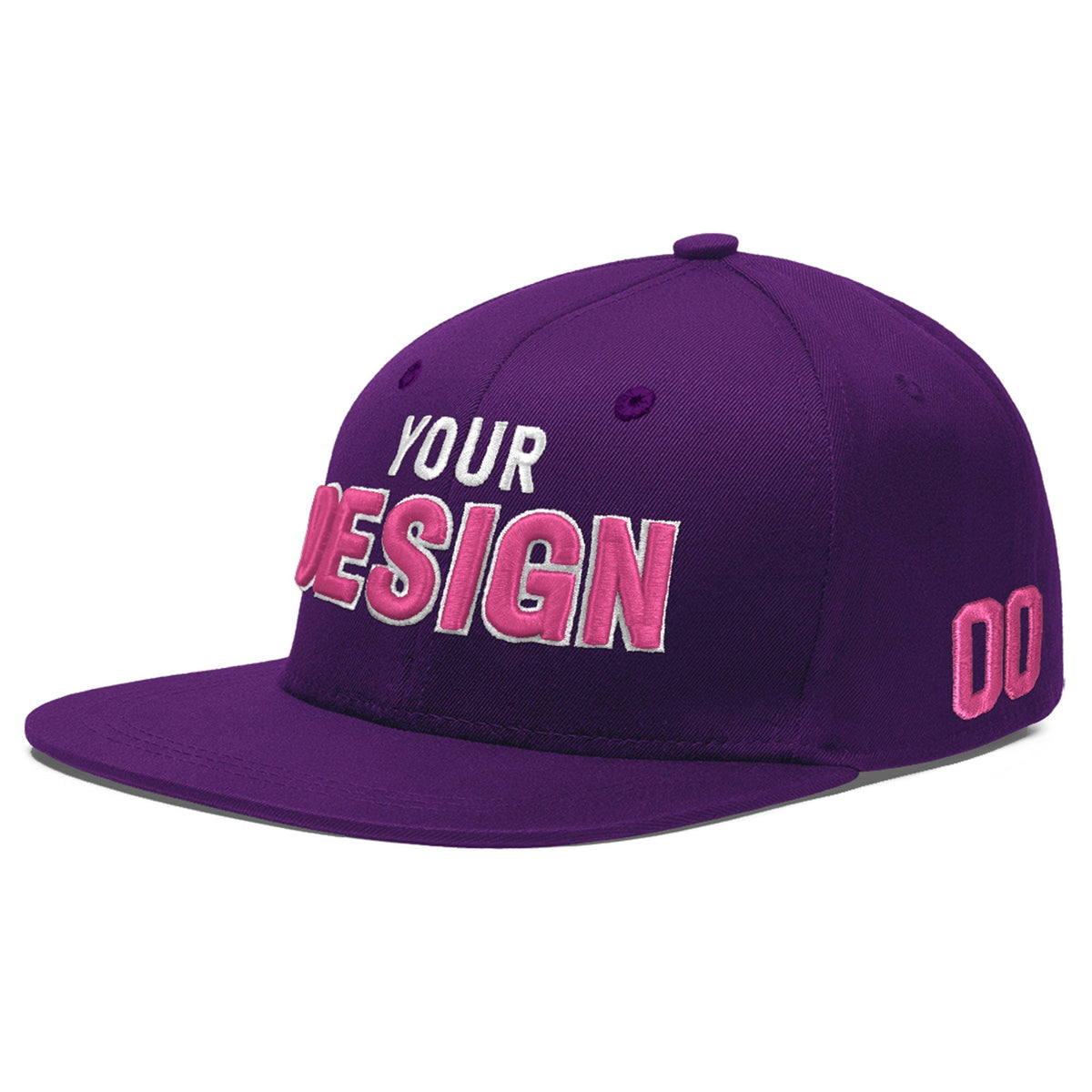 Custom Purple 3D Puff Embroidery Flat Embroidery Casual Sport Baseball Cap