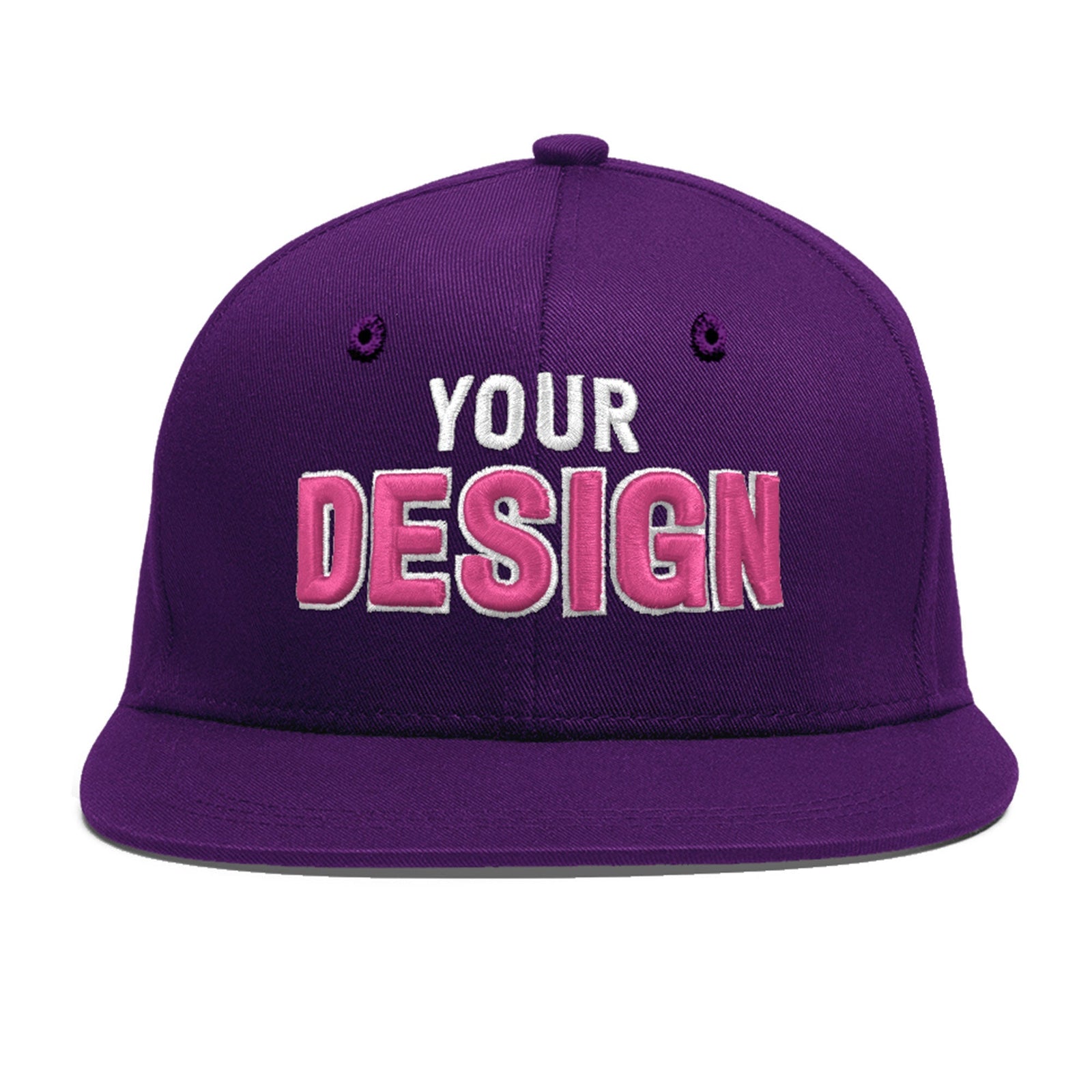 Custom Purple 3D Puff Embroidery Flat Embroidery Casual Sport Baseball Cap