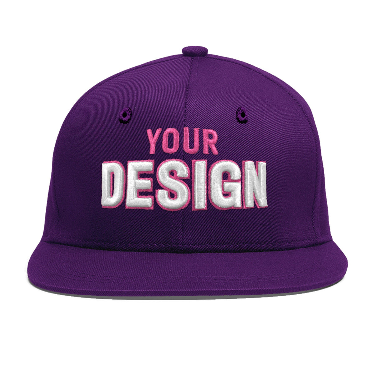 Custom Purple 3D Puff Embroidery Flat Embroidery Casual Sport Baseball Cap