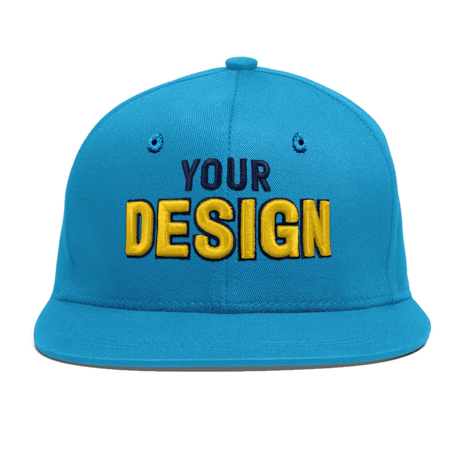 Custom Light Blue 3D Puff Embroidery Flat Embroidery Casual Sport Baseball Cap